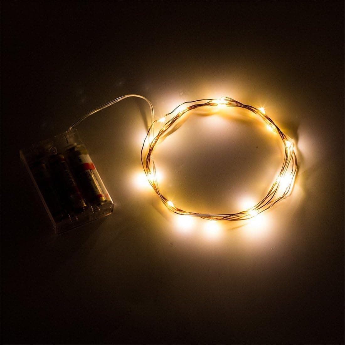 SurLight Waterproof Led String Light 7ft 20LEDs Copper Wire 3xAA Battery Powered Starry Fairy String Lights for Christmas New Year Wedding Patios Gardens Lawns Indoor & Outdoor Decoration (Warm White)
