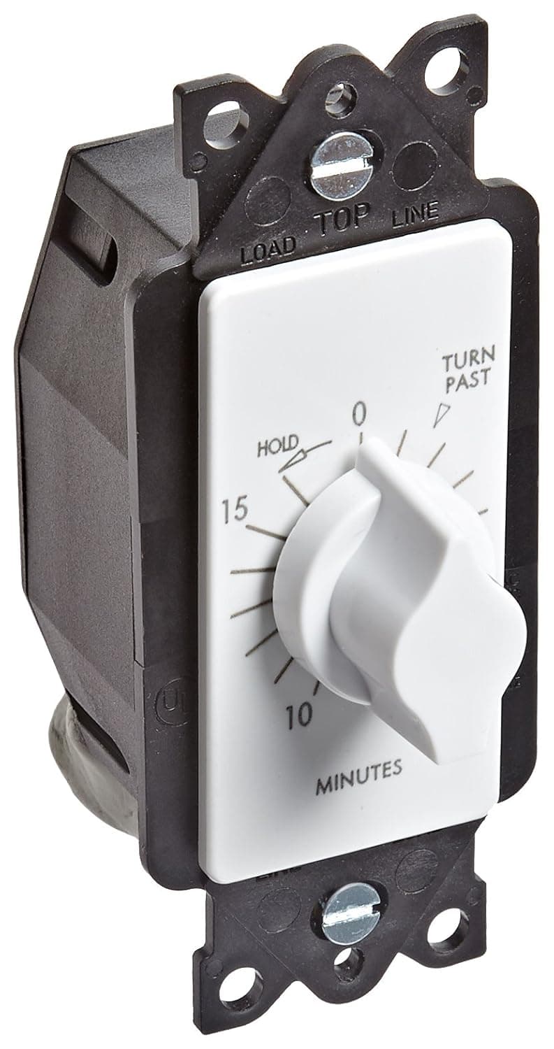 A Series Springwound Auto Off in-Wall Time Switch with Hold, 15 Minute Timer Length, White