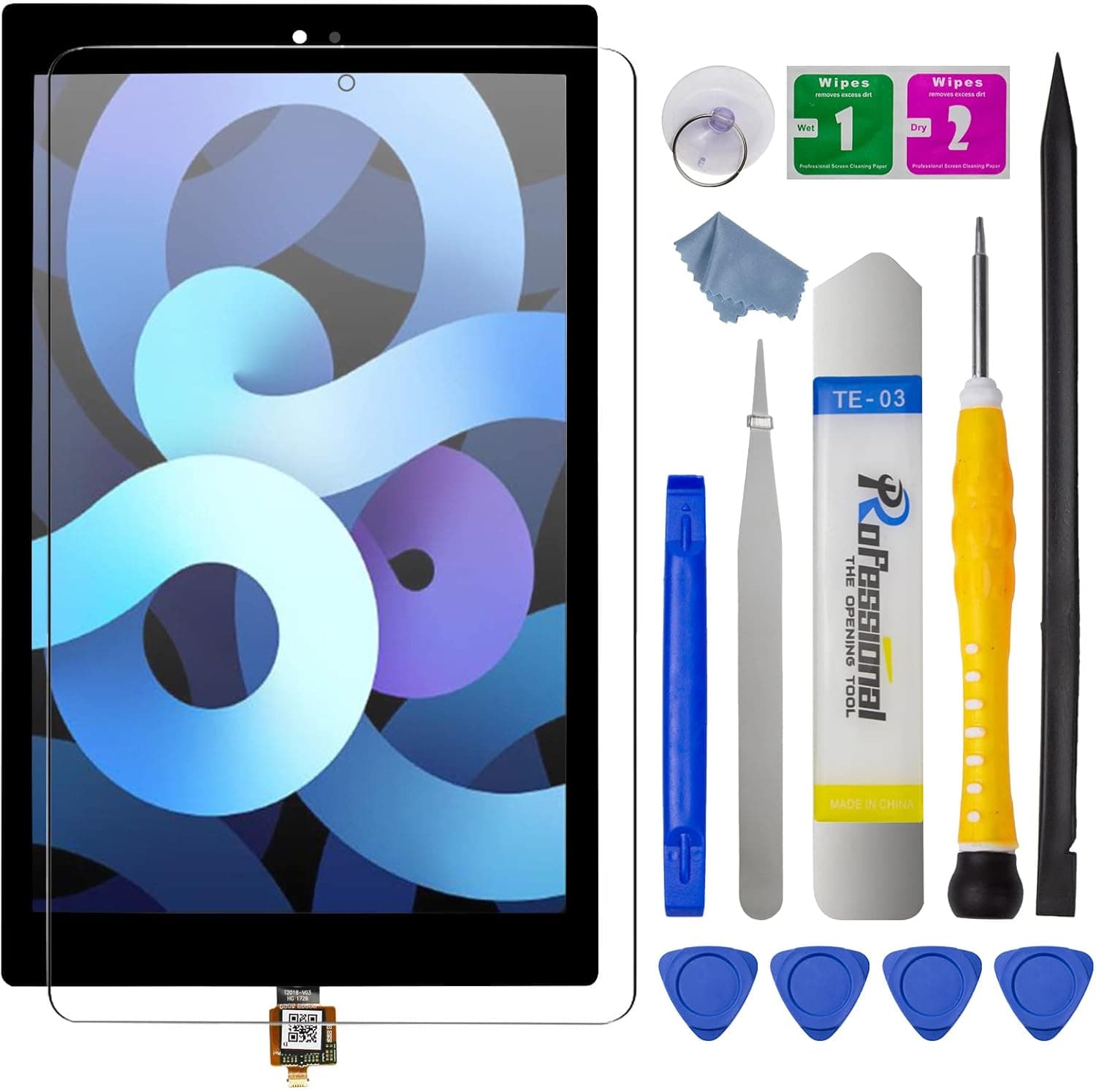 Alvar Upgraded Replacement Black Touch Screen Digitizer with Tempered Glass Film Repair Part for Amazon Kindle Fire HD10 HD 10 7th Generation SL056ZE 10.1 inch (Comes with Free Tools kit)