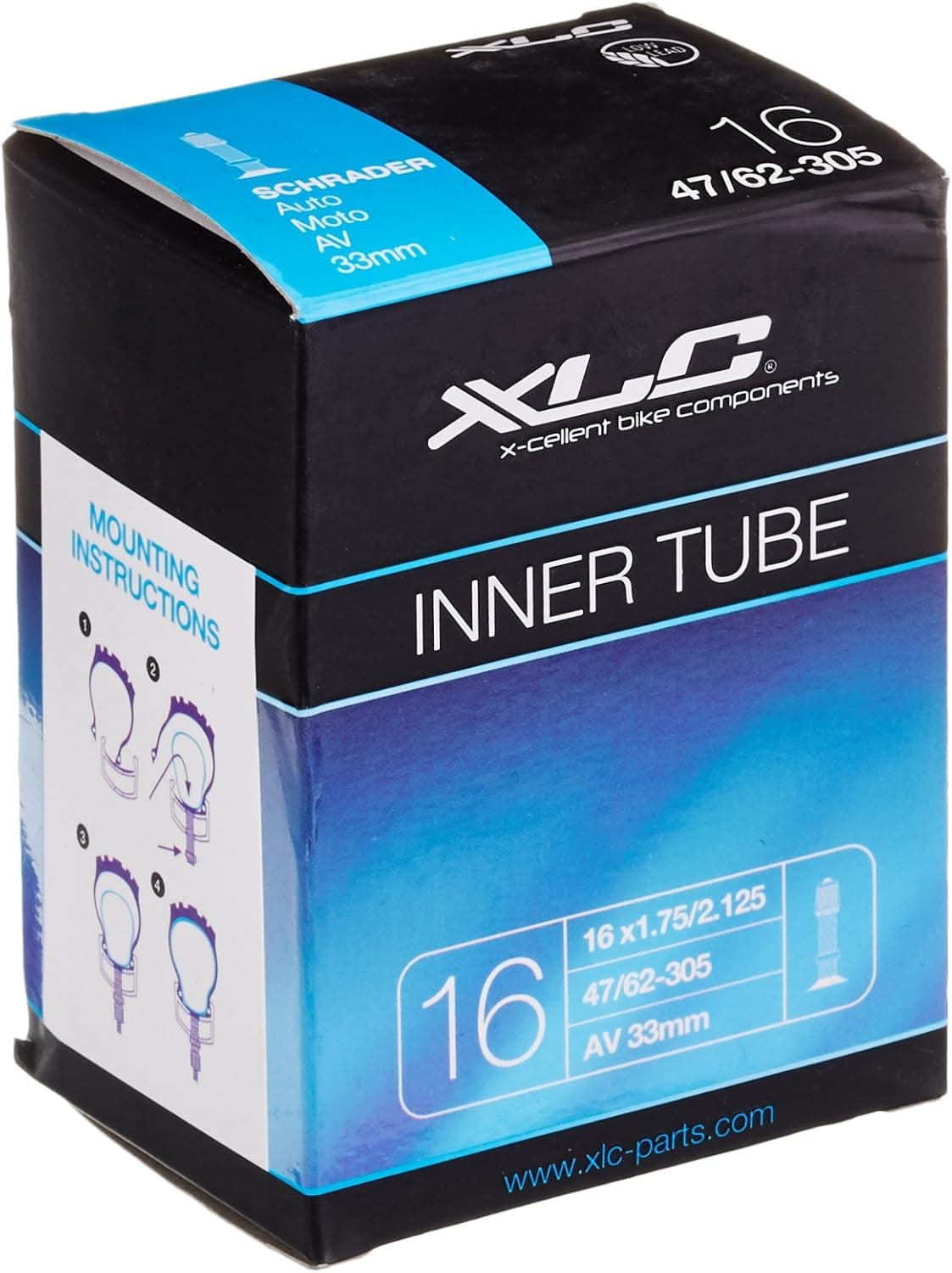 XLC Boxed Tube - 16" x 1.75/2.125", SCHRADER