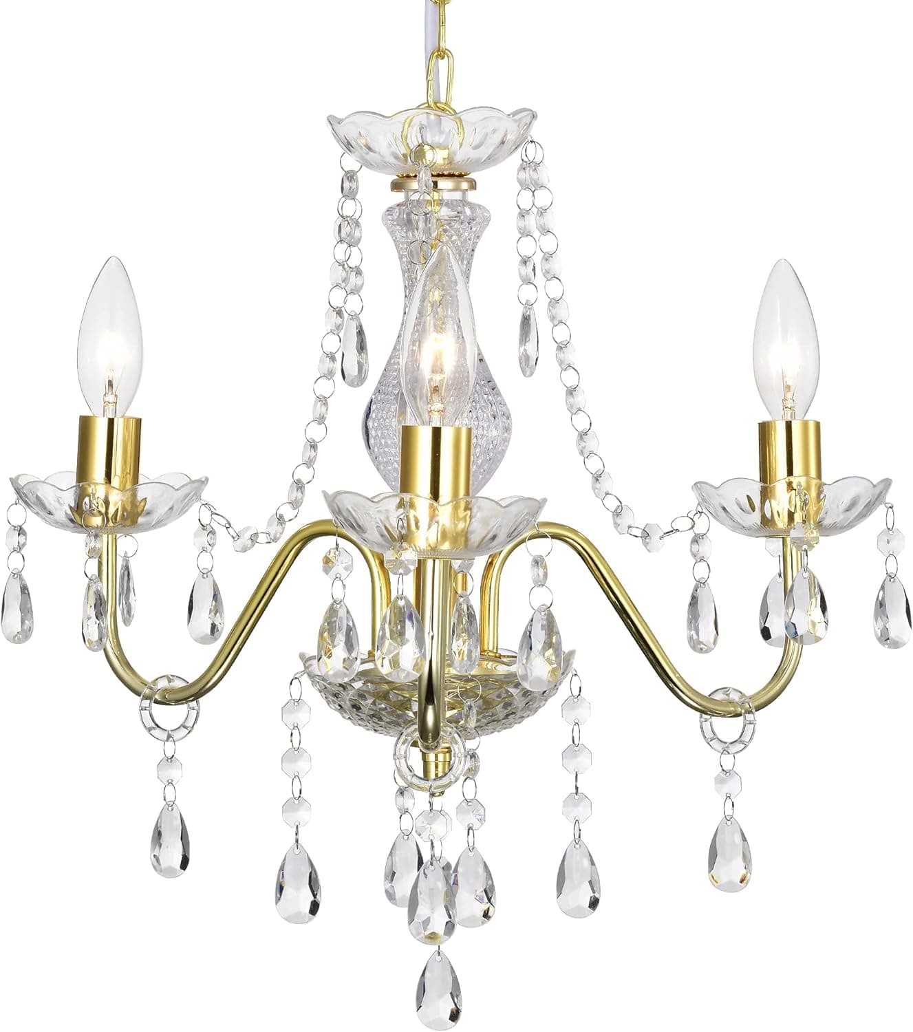 Gold Chandeliers Mini Crystal Chandelier 3 Light Small Chandelier Light Fixture for Bedroom