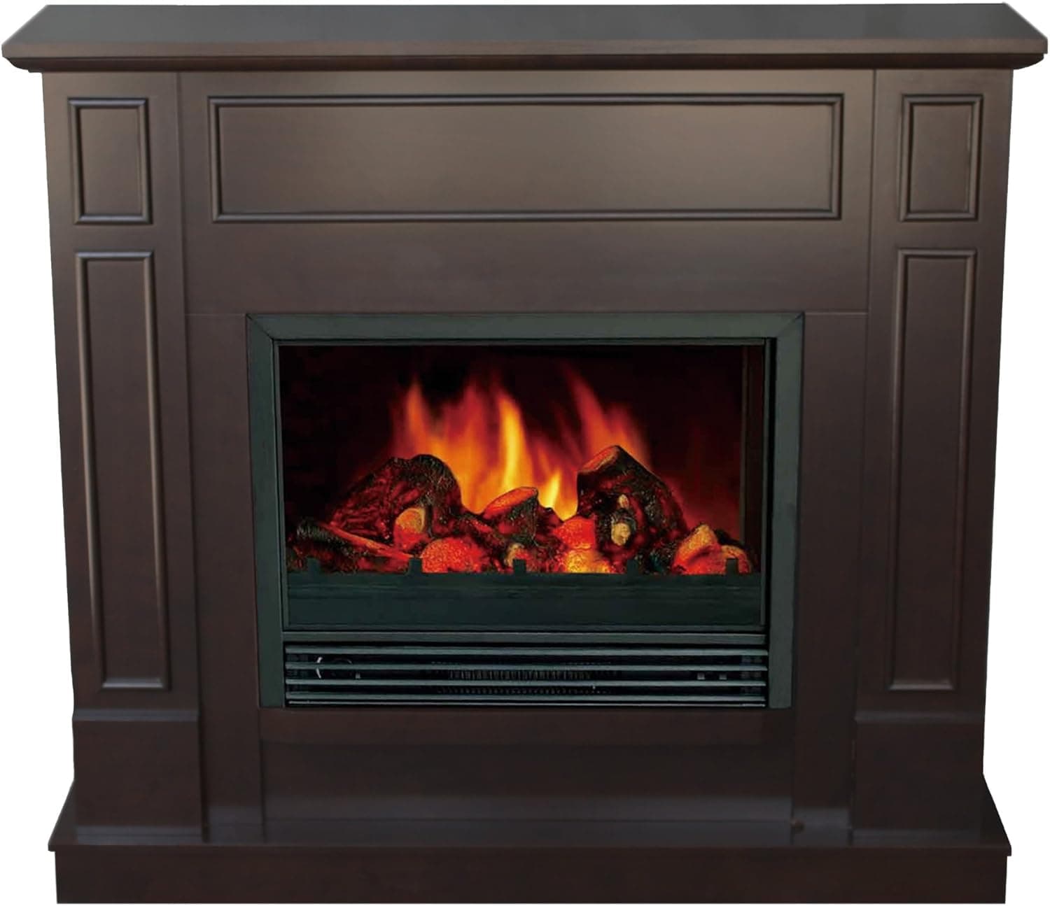 Quality Craft MM185P-44FDC Electric Fireplace Heater with 44-Inch Classically Styled Mantel, Dark Chocolate