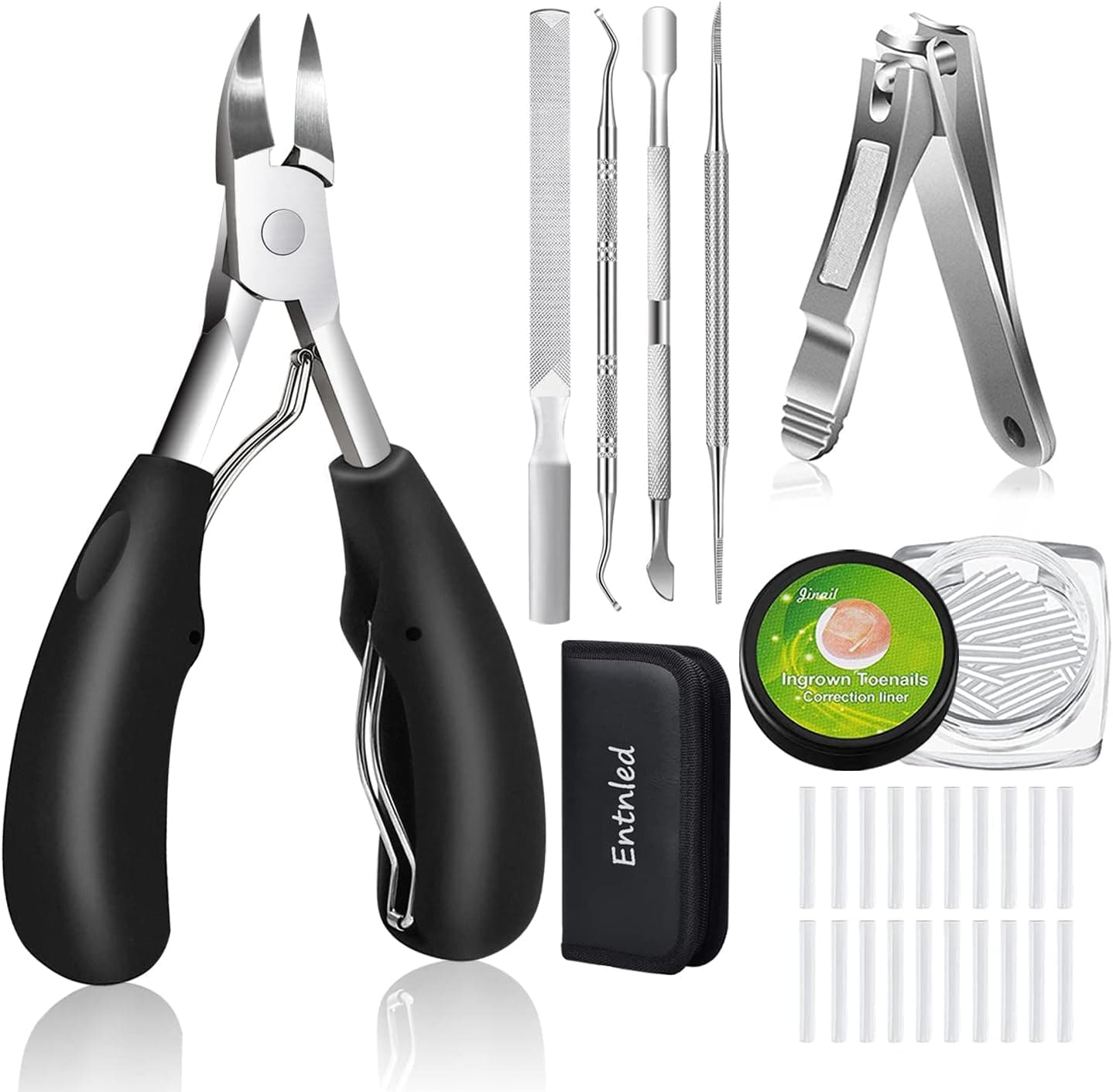 Ingrown Toenail Tool Kit, Professional Podiatrist Nail Clippers Set for Ingrown Toenail Treatment Corrector, Thick Toenail Clippers for Seniors Arthritis Diabetic