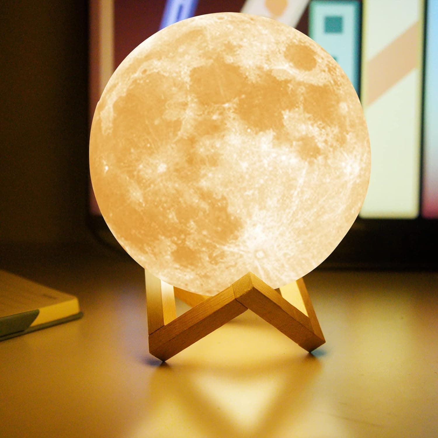 TyTopFan Moon Lamp Goodfeel 7.1in 16 Colors LED 3D Print Moon Light with Stand & Remote&Touch Control and USB Rechargeable, Moon Light Lamps for Kids Friends Lover Birthday Christmas Gifts (7.1inch)