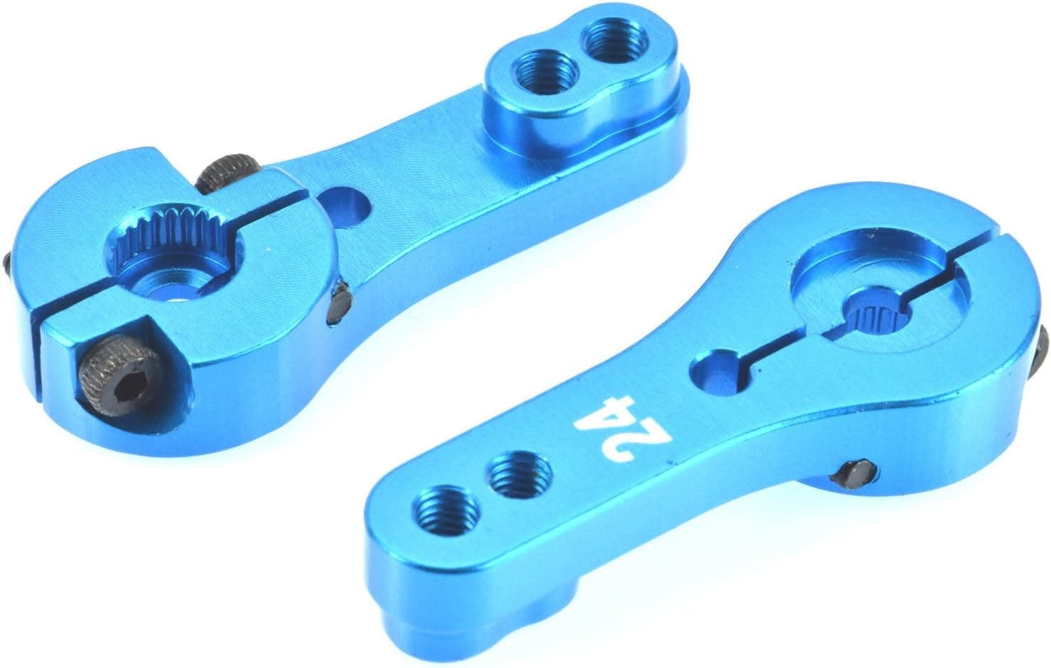 Apex RC Products 24T for Hitec Blue Aluminum Dual Clamping Servo Horn - 2 Pack #8009