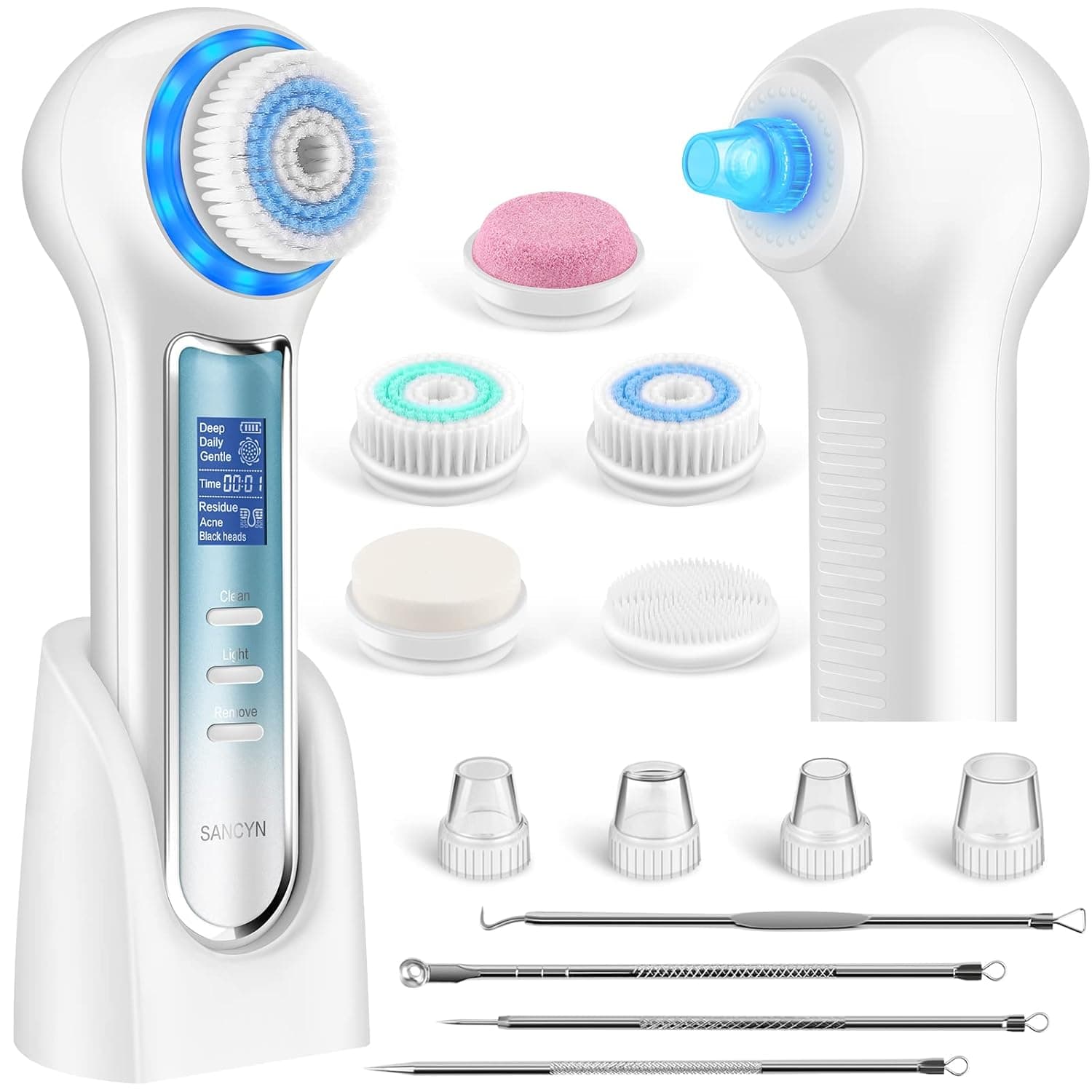 Blackhead Remover Vacuum,Rechargeable Facial Cleansing Brush Waterproof,Electric Face Cleansing Brush with LCD Screen,Upgraded Facial Cleaner for Removing Blackhead,Exfoliating and Massaging