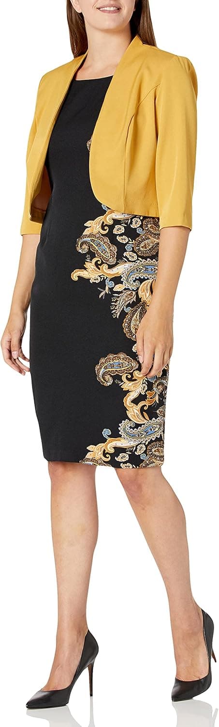 Maya Brooke Women's Paisley Side Print Jacket Dress