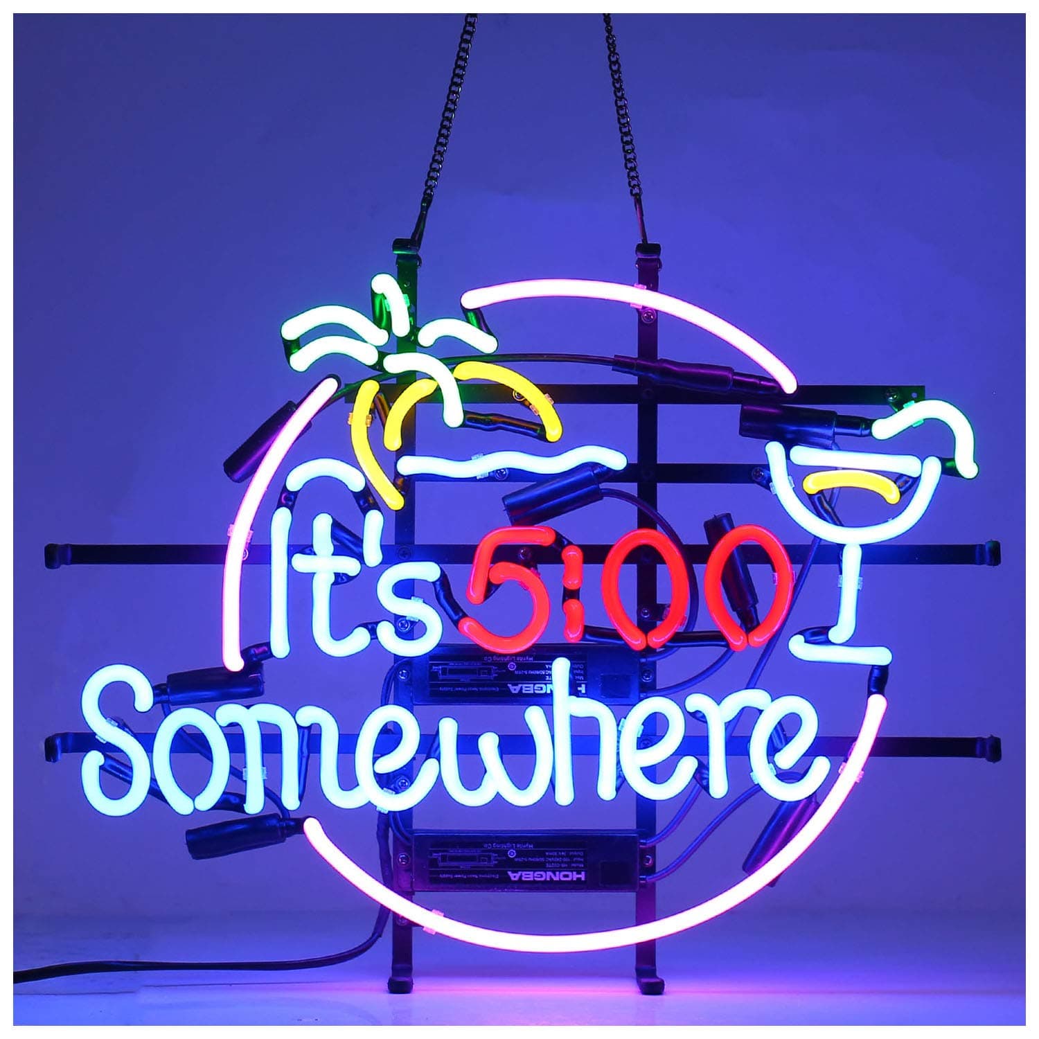 Neon Signs 24 Inches IT5 Somewhere Beer Bar Bedroom Neon Light Handmade Glass Neon Lights Sign for Bedroom Office Hotel Pub Cafe Recreation Room Wall Decor Night Light