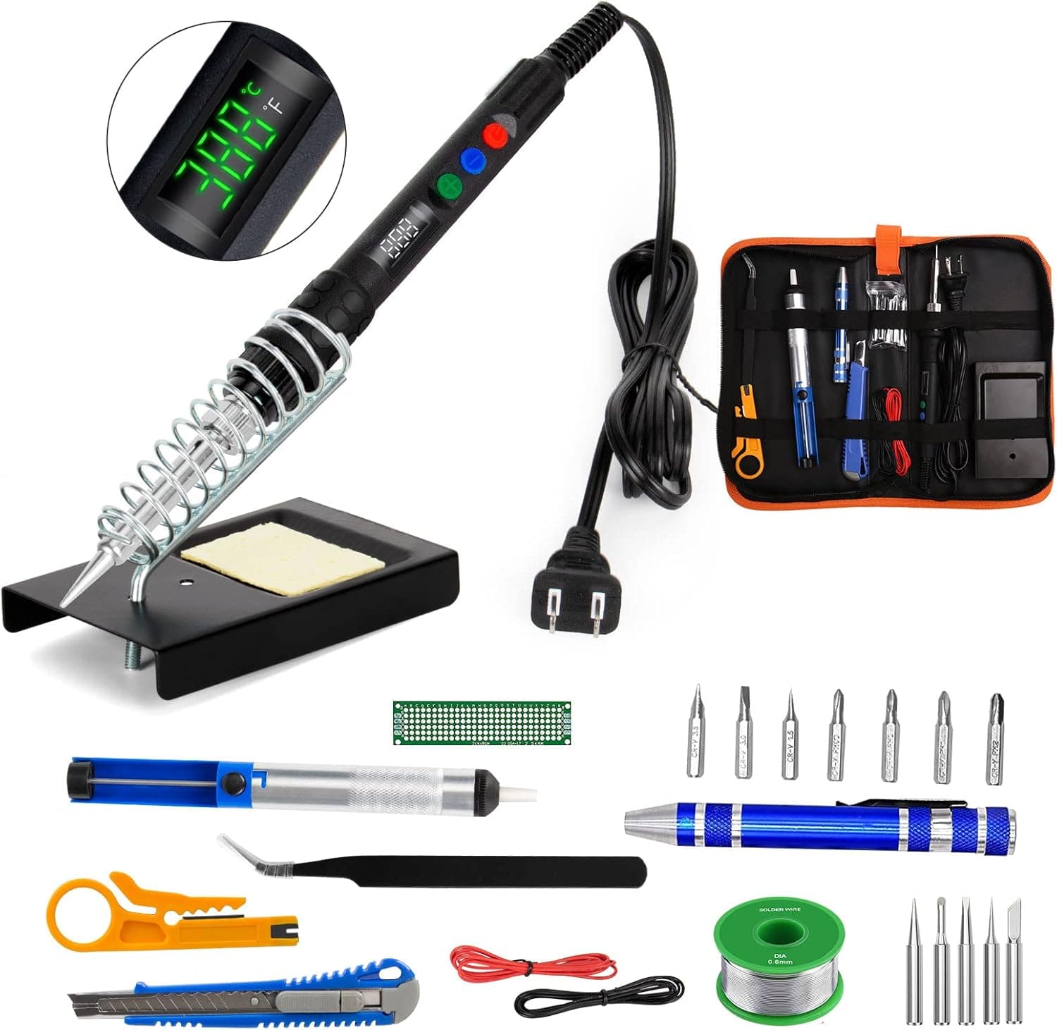 Soldering Iron Kit, 120W Upgraded Digital Adjustable Temperature Soldering Kit with LED Display, 110V-230V Welding Tool for DIY Appliance Repair