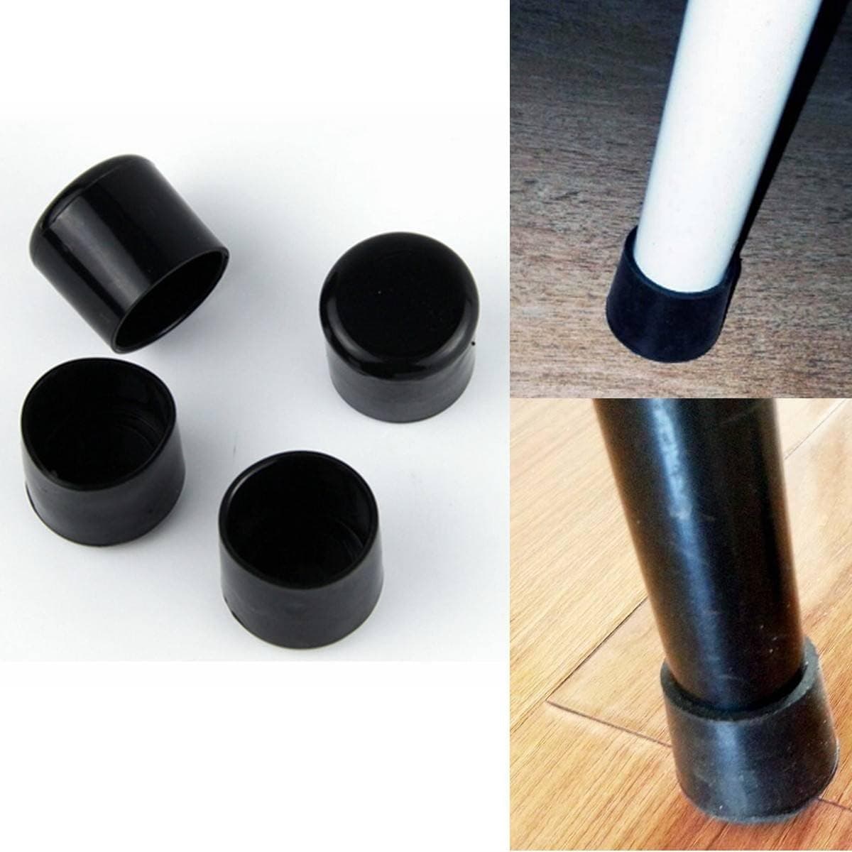 Mohoo Black PVC Soft Plastic table Chair Feet Leg caps Ferrule Protection (Pack Of 20)