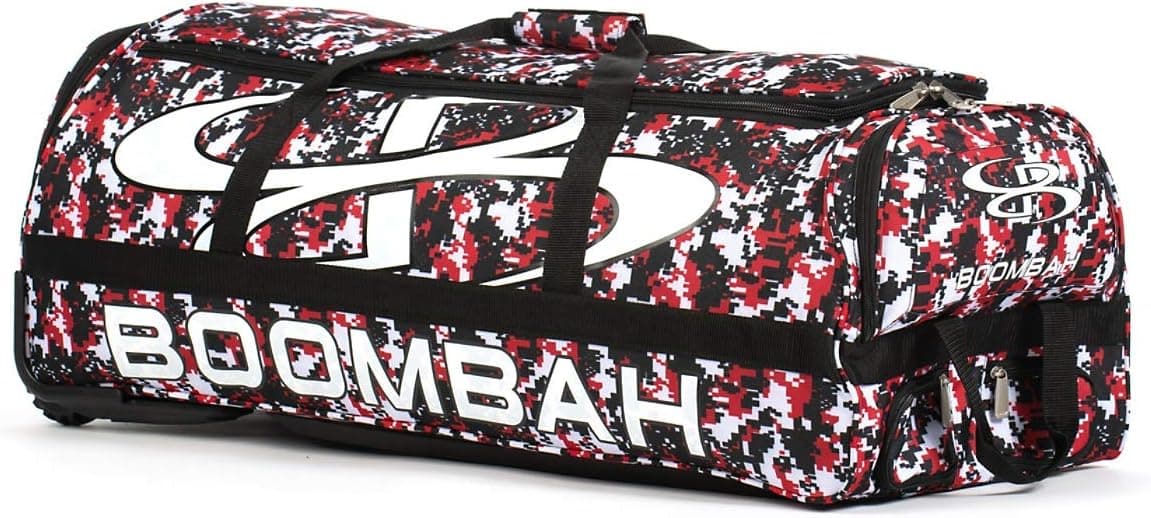 Boombah Brute Camo Rolling Baseball/Softball Bat Bag - 35" x 15" x 12-1/2" - Multiple Color Options - Holds 4 Bats and Room for Gear - Wheeled Bag
