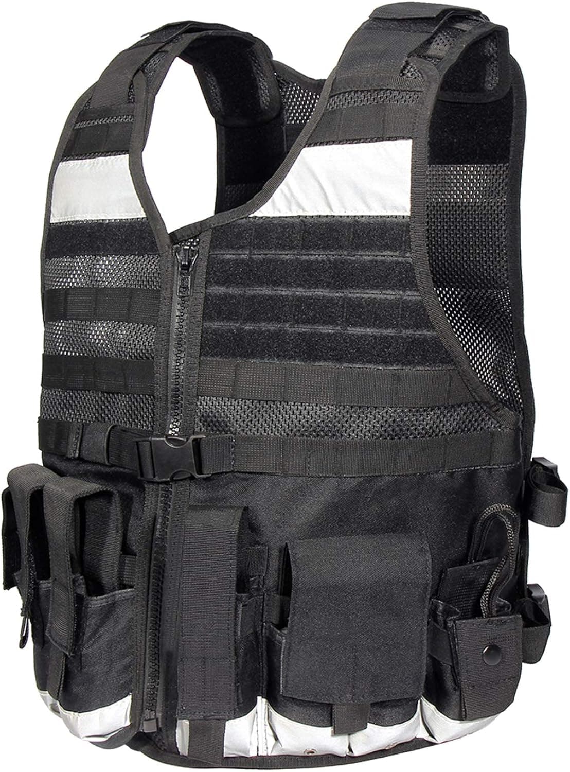 YAKEDA Tactical High Visibility Safety Reflective Mesh Vest Military Airsoft Vest With Magazine Pouch