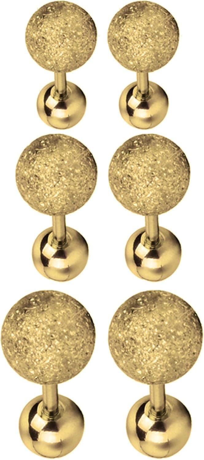 BodyJ4You 6-9PCS Tragus Ball Piercing Stud Earring Set 16G Surgical Steel Helix Ear Barbell Pack (1.2mm)