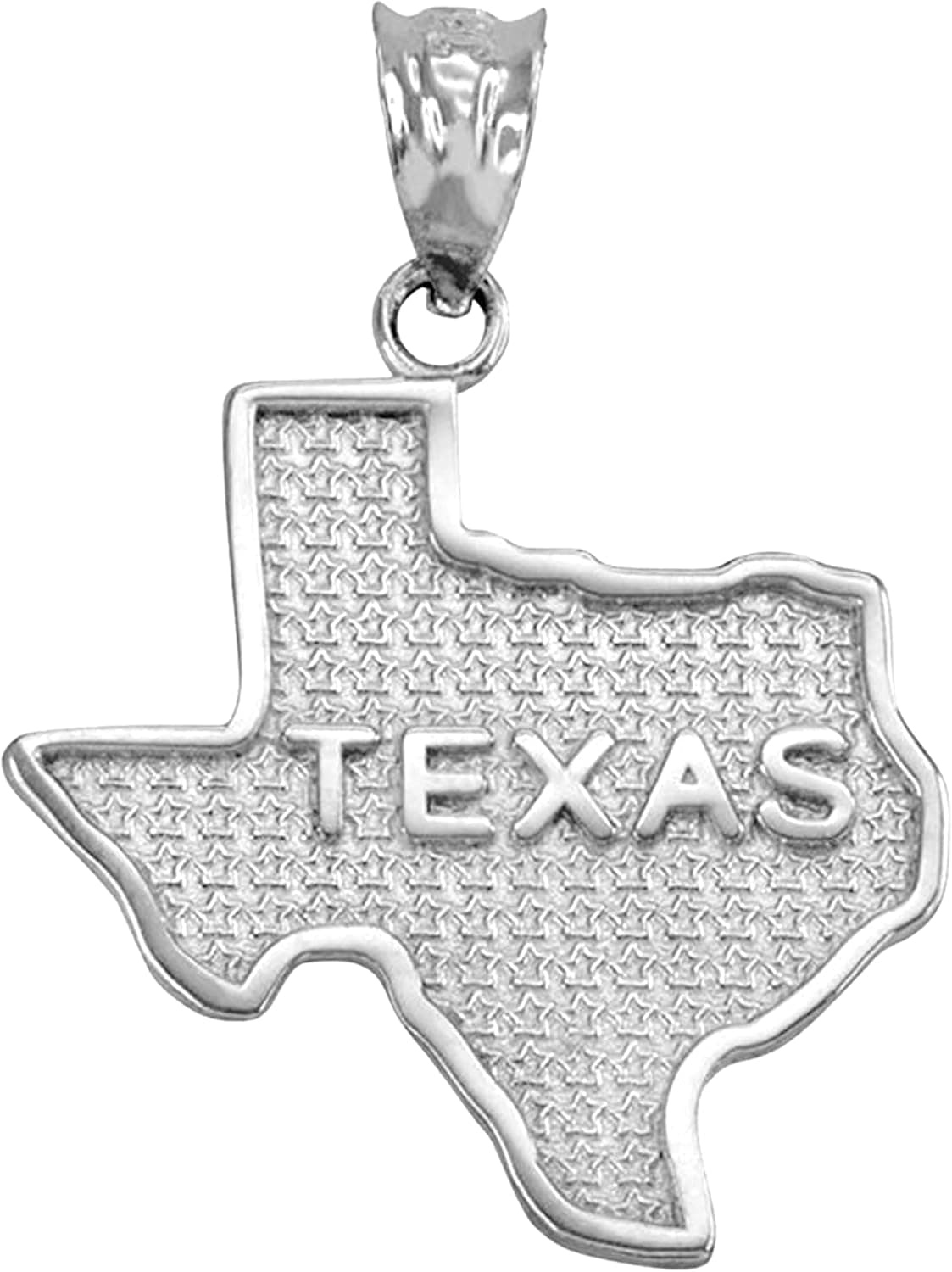 .925 Sterling Silver Dangling USA American State Map with Star Texture Charm Pendant - Choice of State