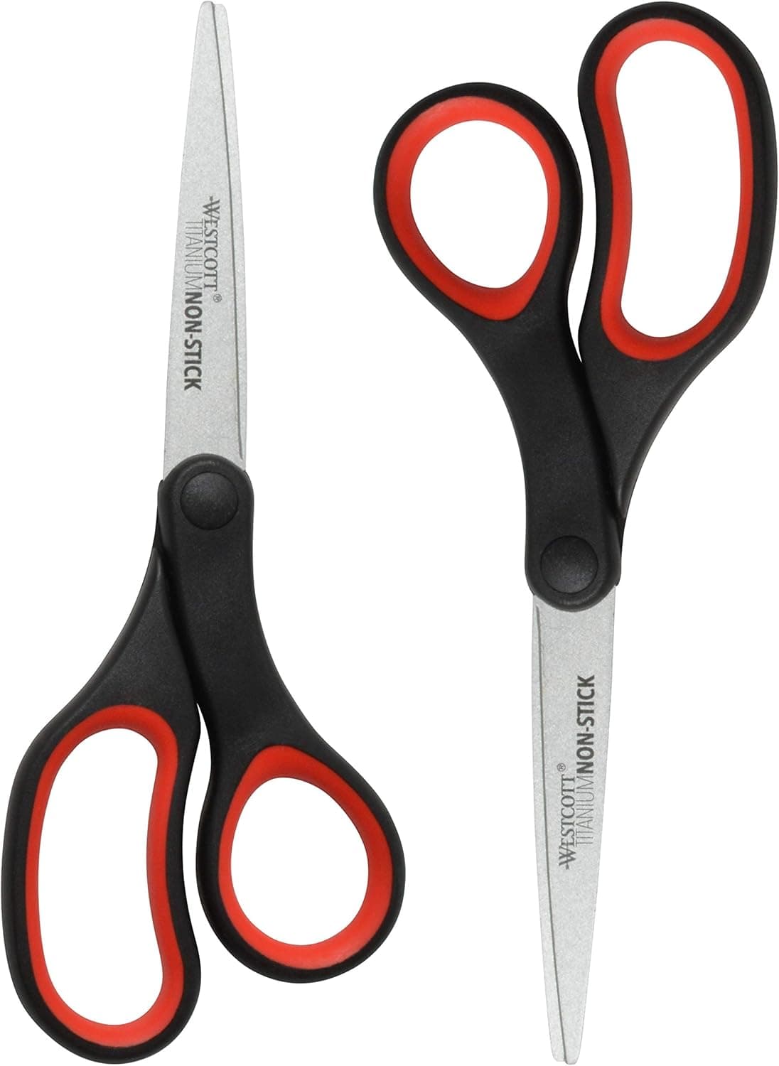 Westcott 8" Titanium Non-Stick Scissors, 2-Pack, Black and Red