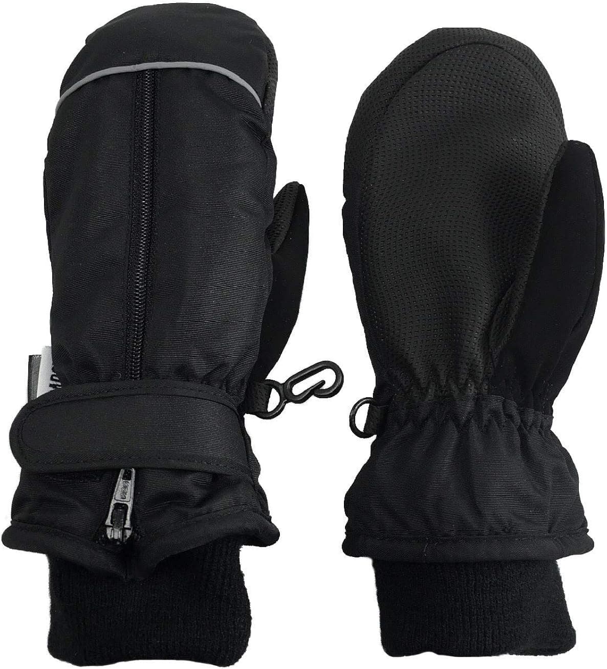 N'Ice Caps Kids Thinsulate Waterproof Reflector Winter Snow Ski Mittens (Black Reflector 2, 8-10 Years)