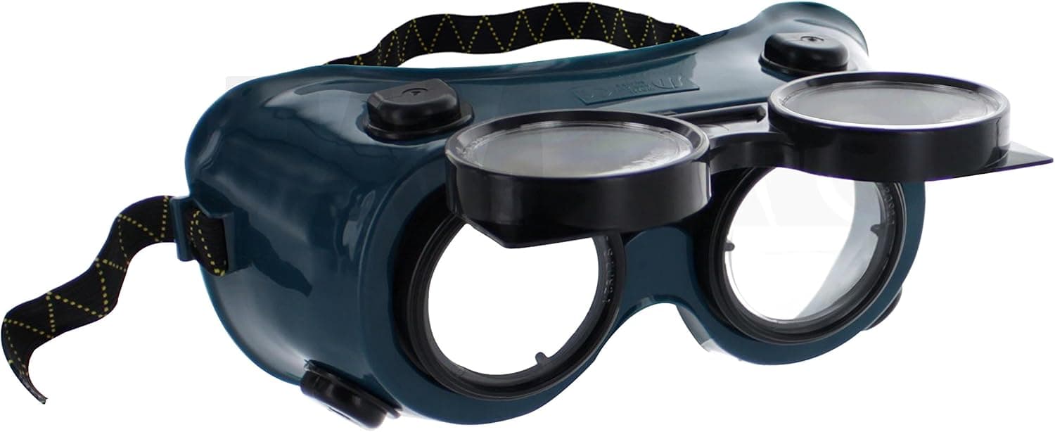 RAM-PRO Flip-Up Front Welding Goggles | 50mm Eye Cups, Oxy-Acetylene Shade #5 Lens Safety Glasses – Use for Welding, Soldering, Torching, Brazing & Metal Cutting (Great as Steampunk Costume)