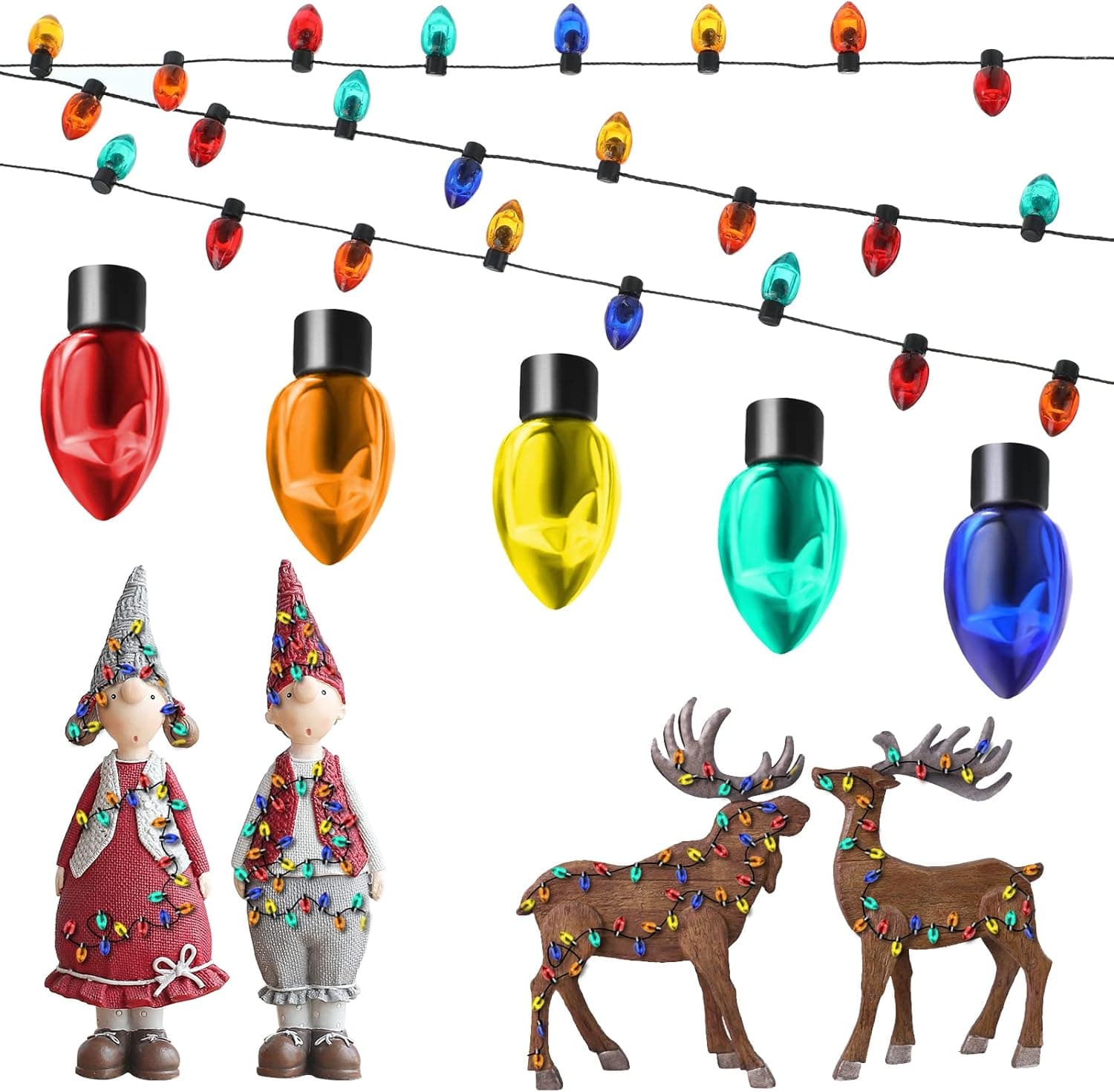 Jutom 45 ft Christmas Fake Light String Mini Dollhouse Christmas Lights Miniature String Light Dollhouse Christmas Decoration Christmas Light Accessories for Doll House Crafts DIY Party, Colorful