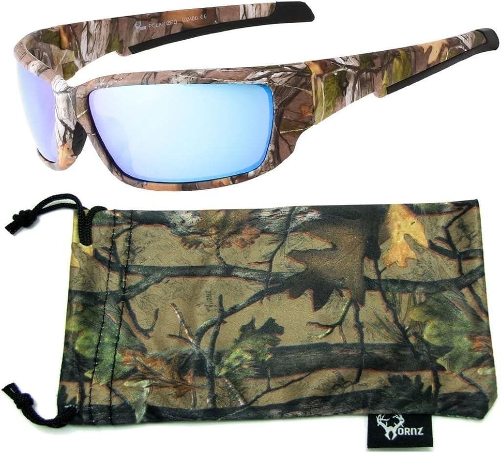 Hornz Brown Forest Camouflage Polarized Sunglasses for Men Full Frame Strong Arms & Free Matching Microfiber Pouch