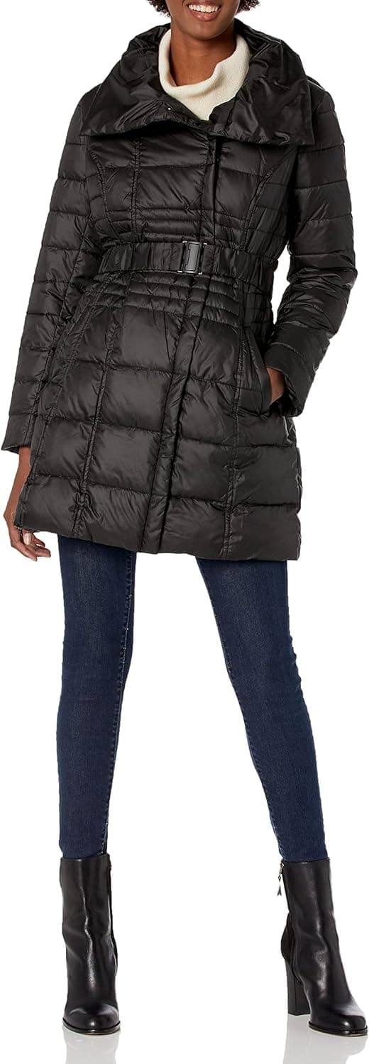 Big Chill Women's Spread Collar Puffer Coat with Side Zippers