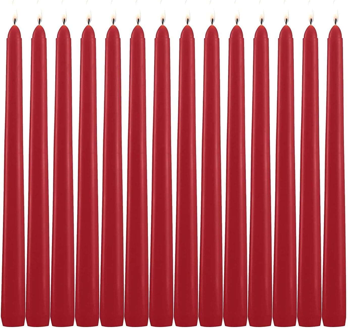 HELLY 14 Pack Tall Red Taper Candles - 10 Inch Red Dripless, Unscented Dinner Candle - Paraffin Wax with Cotton Wicks - 8 Hour Burn Time.