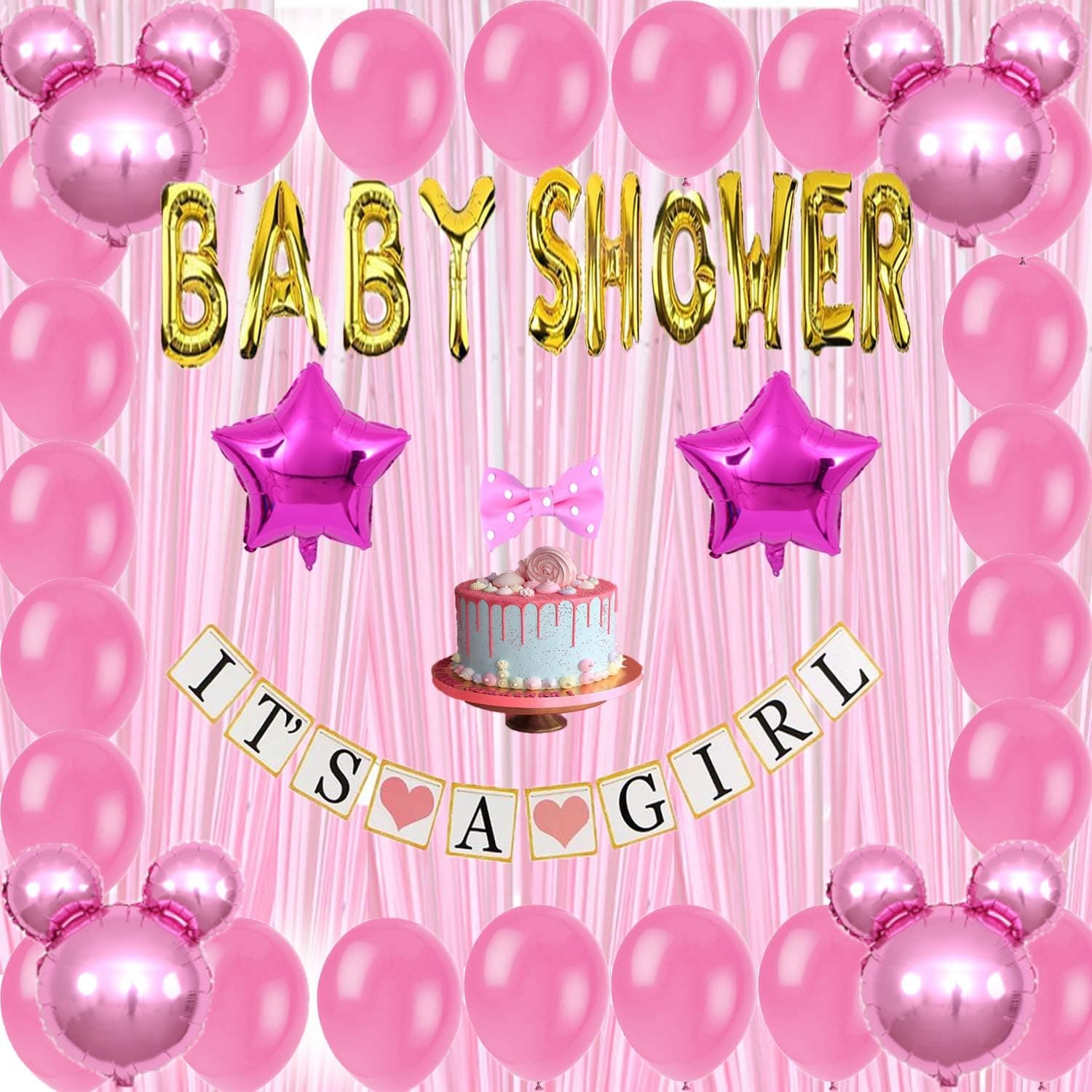 Minnie Mouse Baby Shower Decoration for girl pink Party Decoration/Baby Girl Banner/ Baby Minnie Balloon