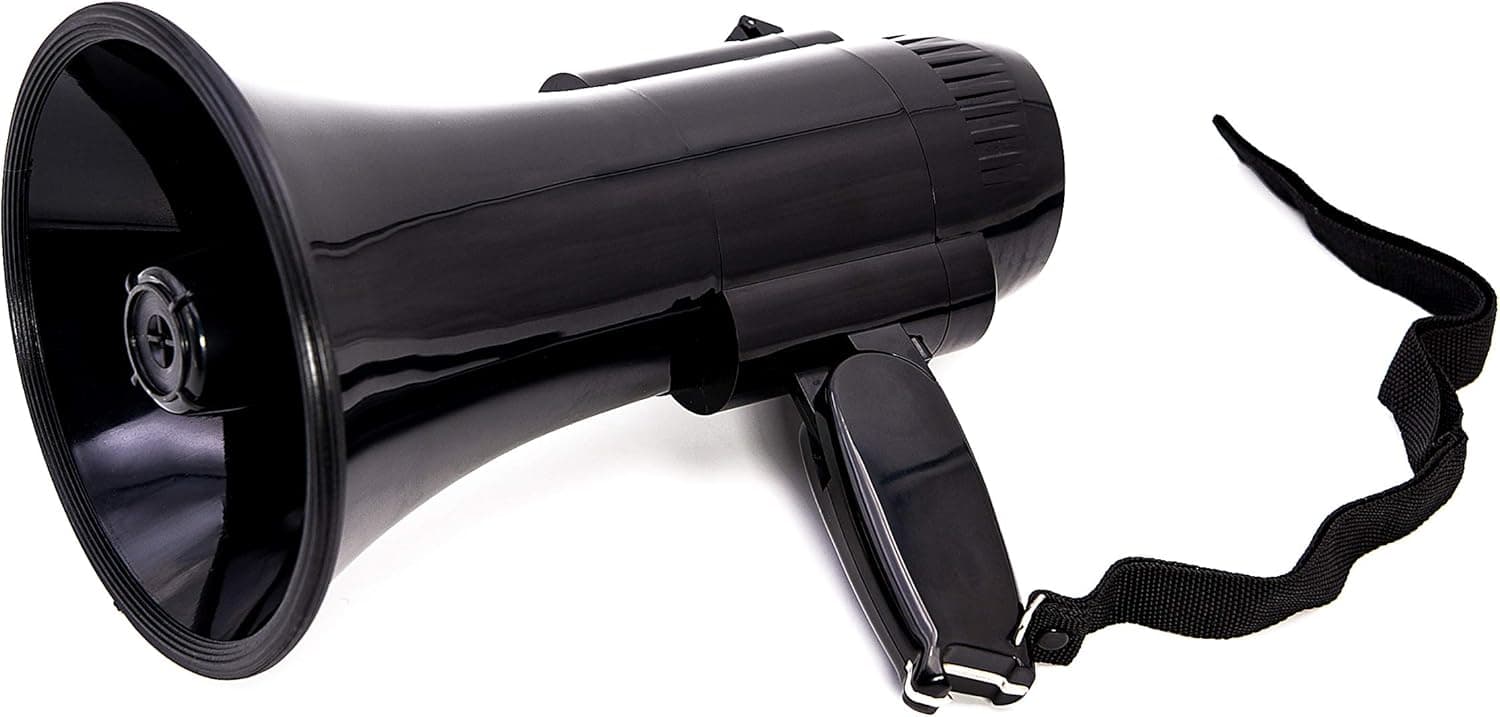 BEMLDY Portable Megaphone Bullhorn 30 watt Power with Built-in Siren/Alarm-Music-Adjustable Volume -Strap Powerful and Lightweight