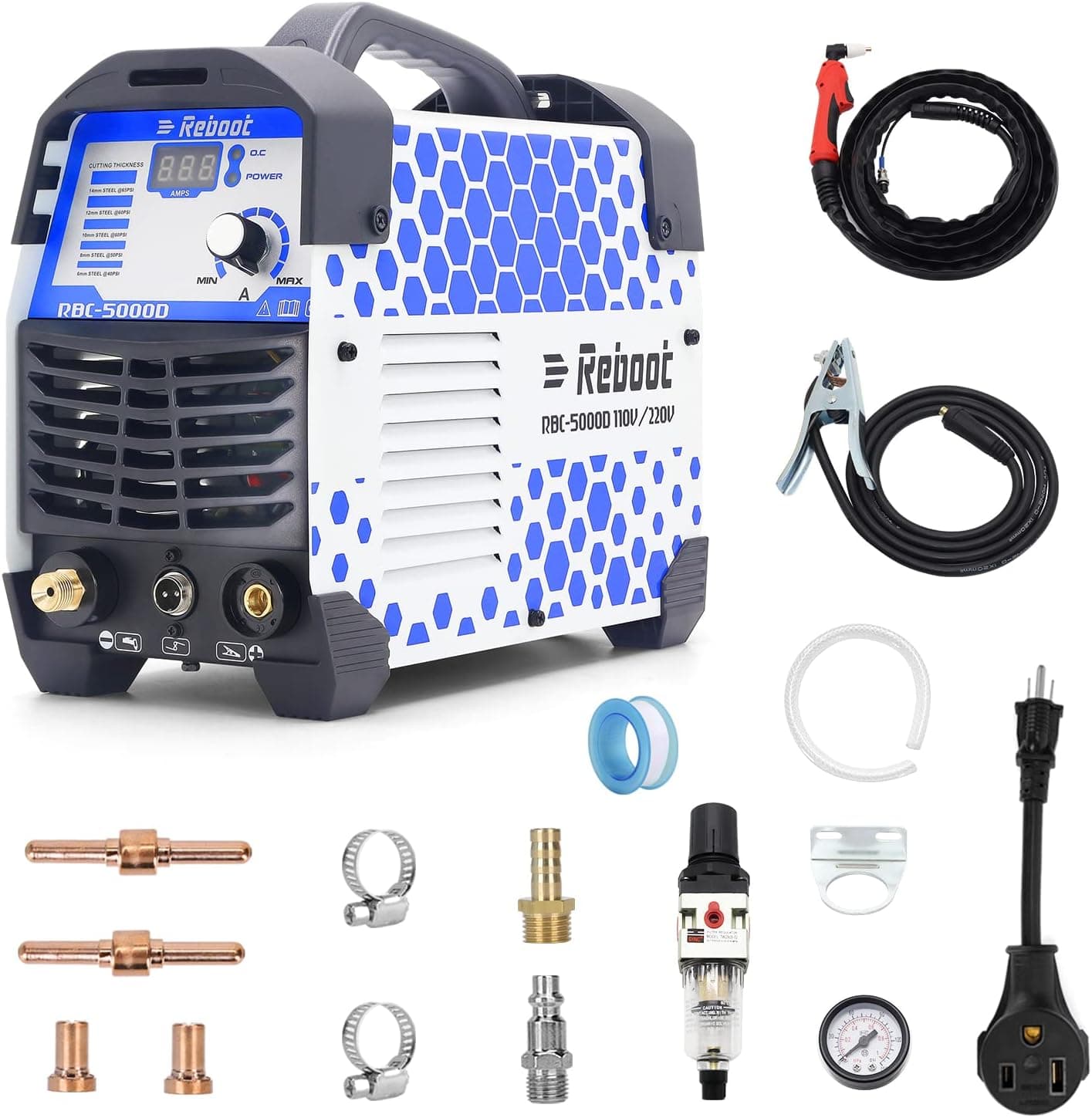 Plasma Cutter 50 Amp 1/2" Clean Cut CUT50D 110V/220V IGBT Air Plasma Cutting Machine Compact Metal Cutter High Frequency Inverter Cutting for Alloy Mild Steel Cast Iron and Chrome