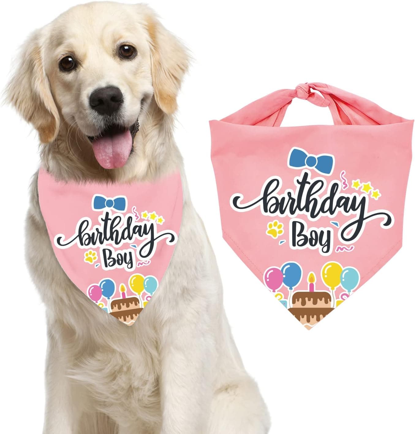 YHTWIN Pet Dog Birthday Bandanas, Pink Birthday Girl Party Cake Pattern Puppy Birthday Scarf Party Supplies, Suitable for Small and Medium Sized Dog Pets