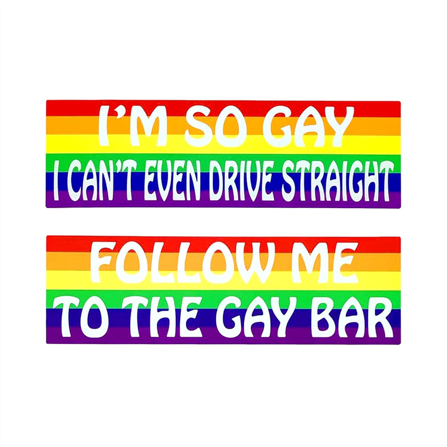 LGBTQ Pride Flag Bumper Stickers, 10*3inch, Pack of 2 LGBTQ-PK-A