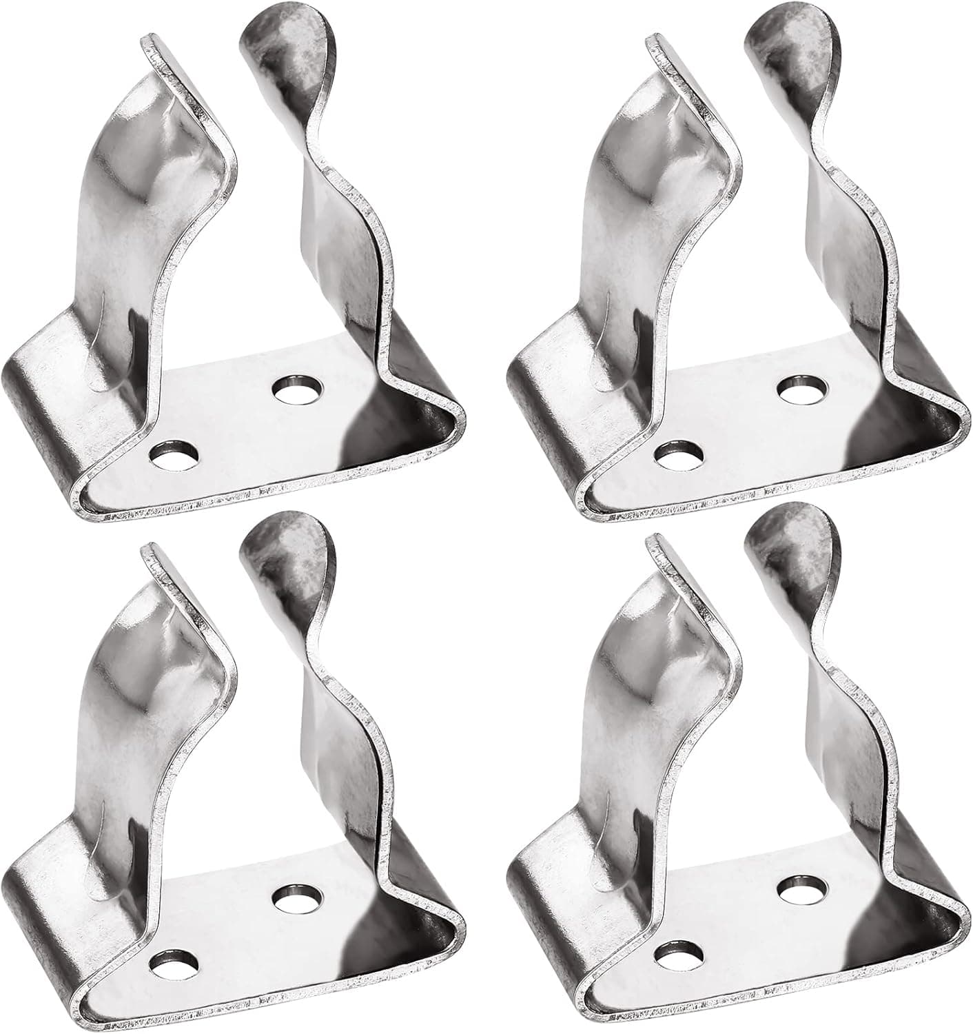 Moxweyeni 4 Pieces Boat Hook Holder Stainless Steel Spring Clamp Boat Oar Holders Marine Spring Clip Silver Bracket Clip