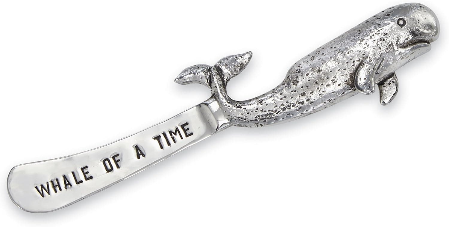 Mud Pie Aluminum Whale Shaped Cheese Spreader, Silver