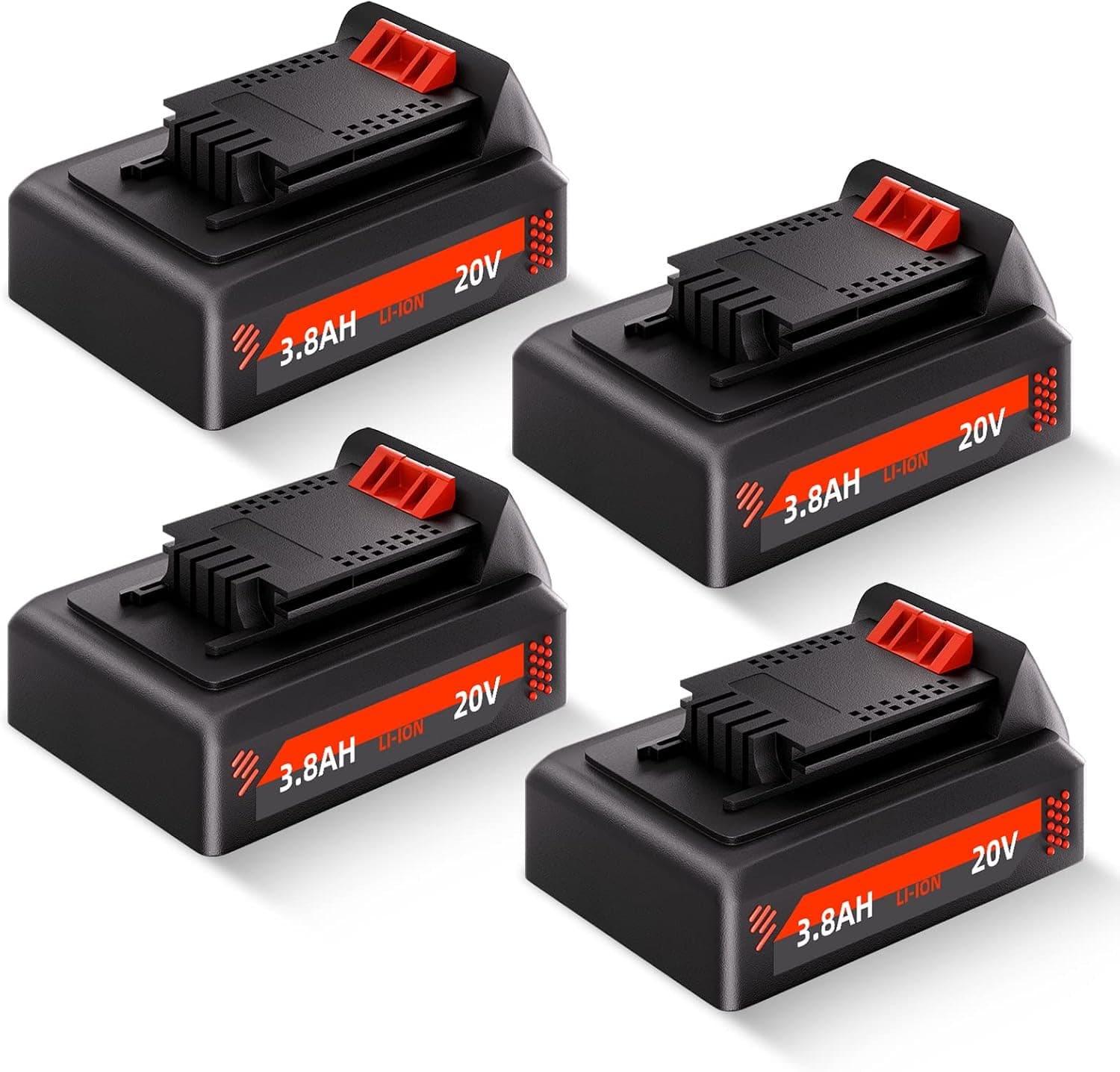 4 Pack 3.8Ah LBXR20 Battery Replacement for Black and Decker 20V Lithium ion Battery MAX LB20 LBX20 LBXR2020 LBX4020 LB2X4020-OPE LBXR20-OPE