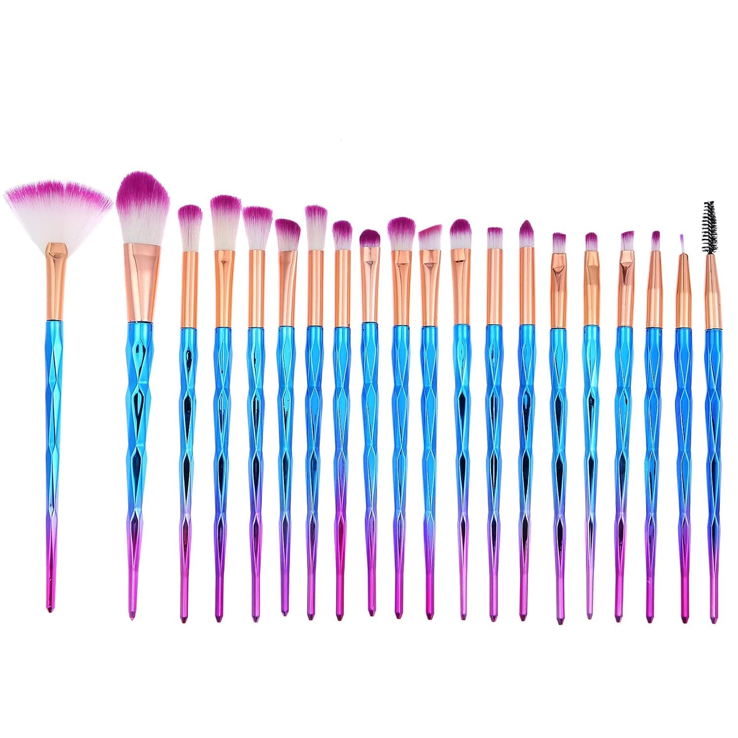 Make up Brush Set Professional 20Pcs Cosmetic brush kit with Chrome handle for foundation powder blush blending eyeshadow with comestic bag