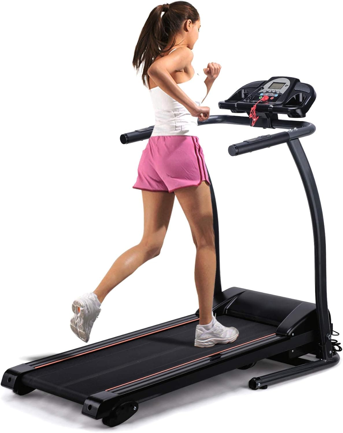Pinty Folding Quiet Electric Treadmill Incline Motorized Running Machine for Home with LED Display, MP3 Player, Heart Rates Monitoring, Emergency Stop, Miles Track, 300Lb. Load Capacity