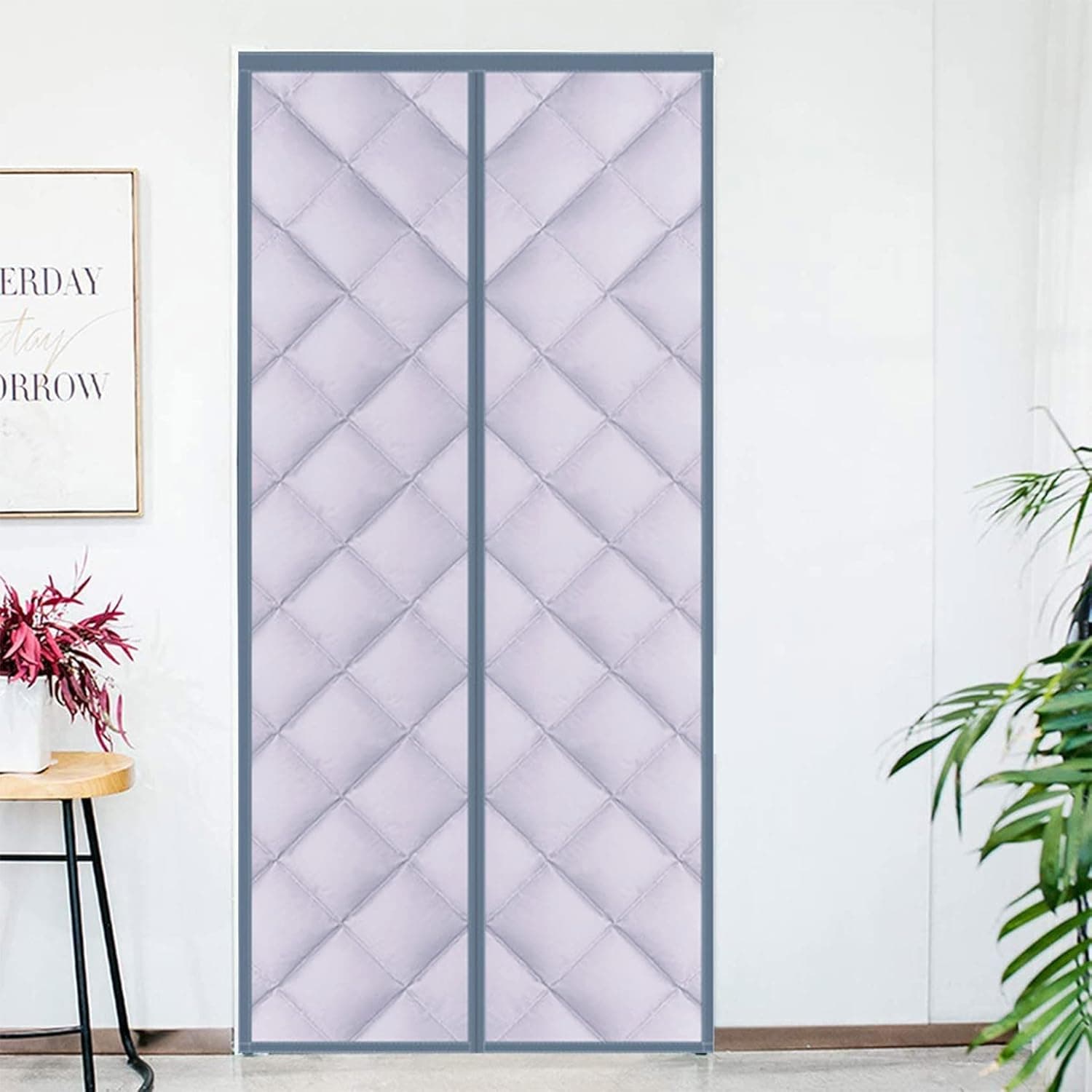Magnetic Screen Door Mesh, Thermal Insulated Door Curtain Fits Door Size 35 x 81 Inch, Cold Proof Windproof Soundproof Black Out Curtains, Privacy Door Cover Blanket Blind Window Insulation for Winter