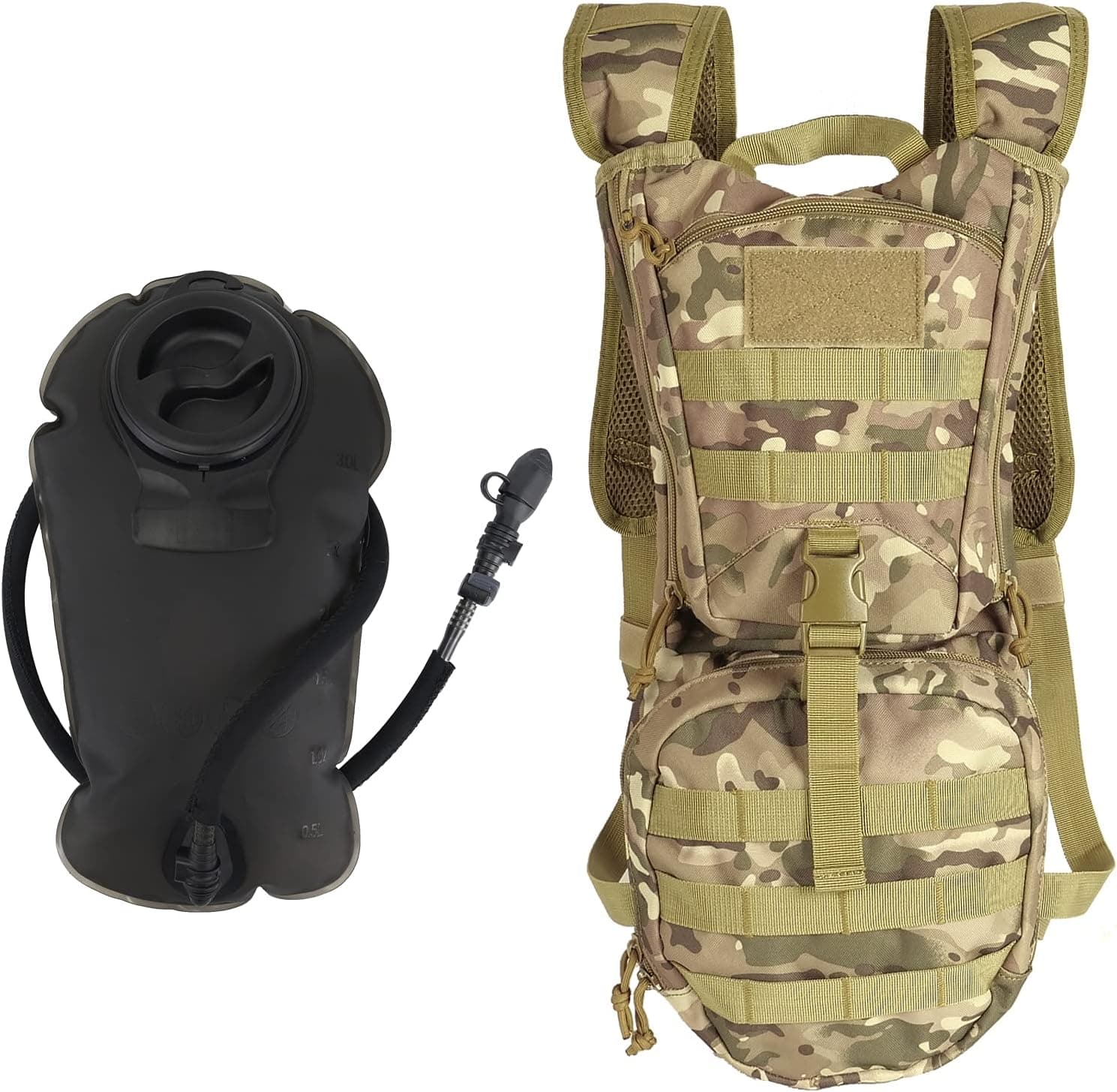 ZSWCZH Tactical Hydration PackBack Pack with 3L TPU Water Bladder,Water Backpack,Military Daypack for Cycling, Climbing, Hiking, Hunting, Running, Biking, Camping, Kayaking, Skiing