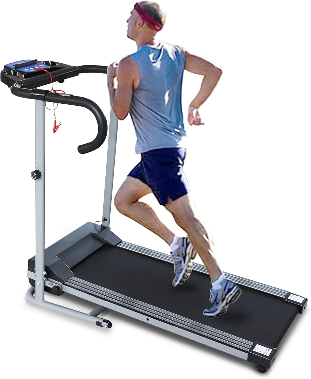 iw I WISH Folding Motorized Treadmills, 2.0 HP Electric Running Machine, with Large LCD Display, for Home Running, Walking, Jogging Exercise