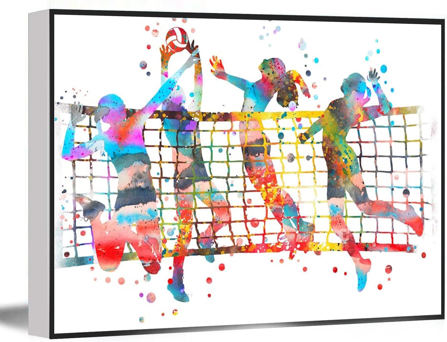 Volleyball Girl Watercolor Volleyball Girl Teen Gift Volleyball Wall Art Volleyball Party Sport Print,Tv Wall Decor,Bedroom Decor,Chic Office Decor,12x18 Inch Framed Modern Canvas Wall Art,