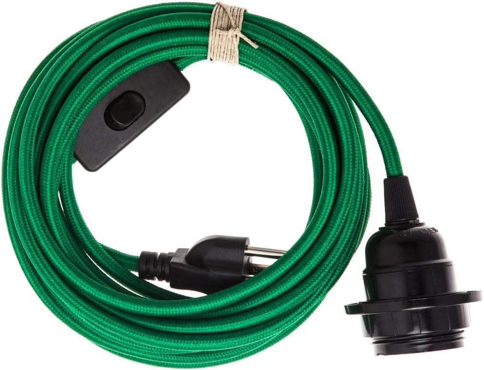 Color Cord Company Swag Light - Hanging Pendant Light Cord Kit Choose from 30+ Colors - Kelly Green