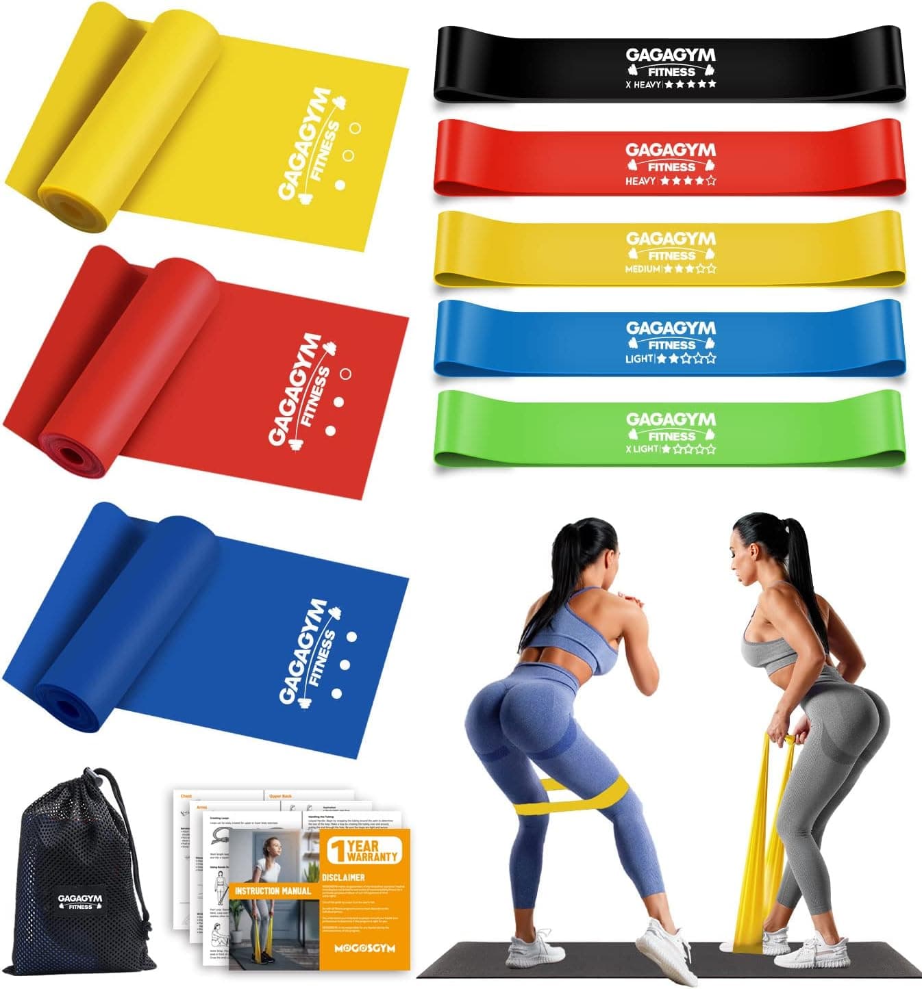 Resistance Bands Set - Exercise Bands with 8 Resistance Levels,Booty Bands