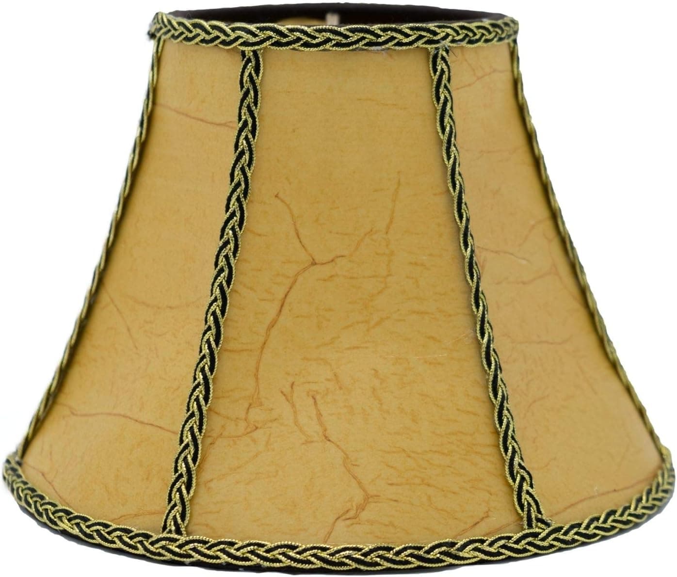 Upgradelights Aged European Parchment with Braided Black and Gold Trim 8 Inch Clip On Lampshade 4x8x6