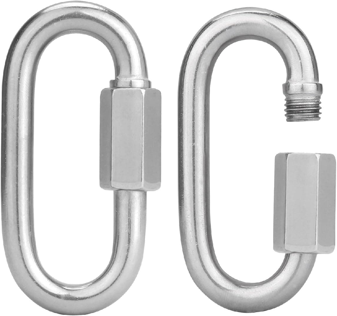 Anndason 2 Pcs M12/0.45" 304 Stainless Steel D Shape Quick Link Carabiner Lock Ring 1133KG 2500LB