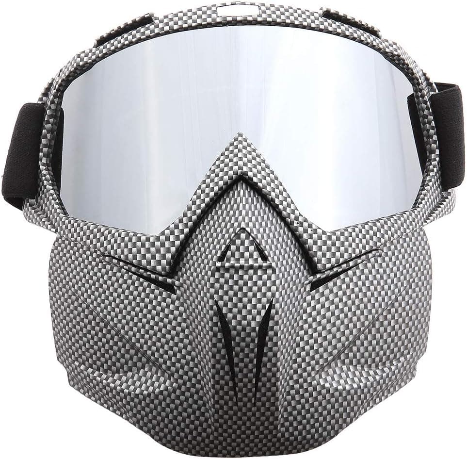SPOSUNE Motorcycle Goggles Detachable Face Mask, ATV Dirt Bike Paintball Goggle Anti-Scratch UV400 Eyewear for Men Women