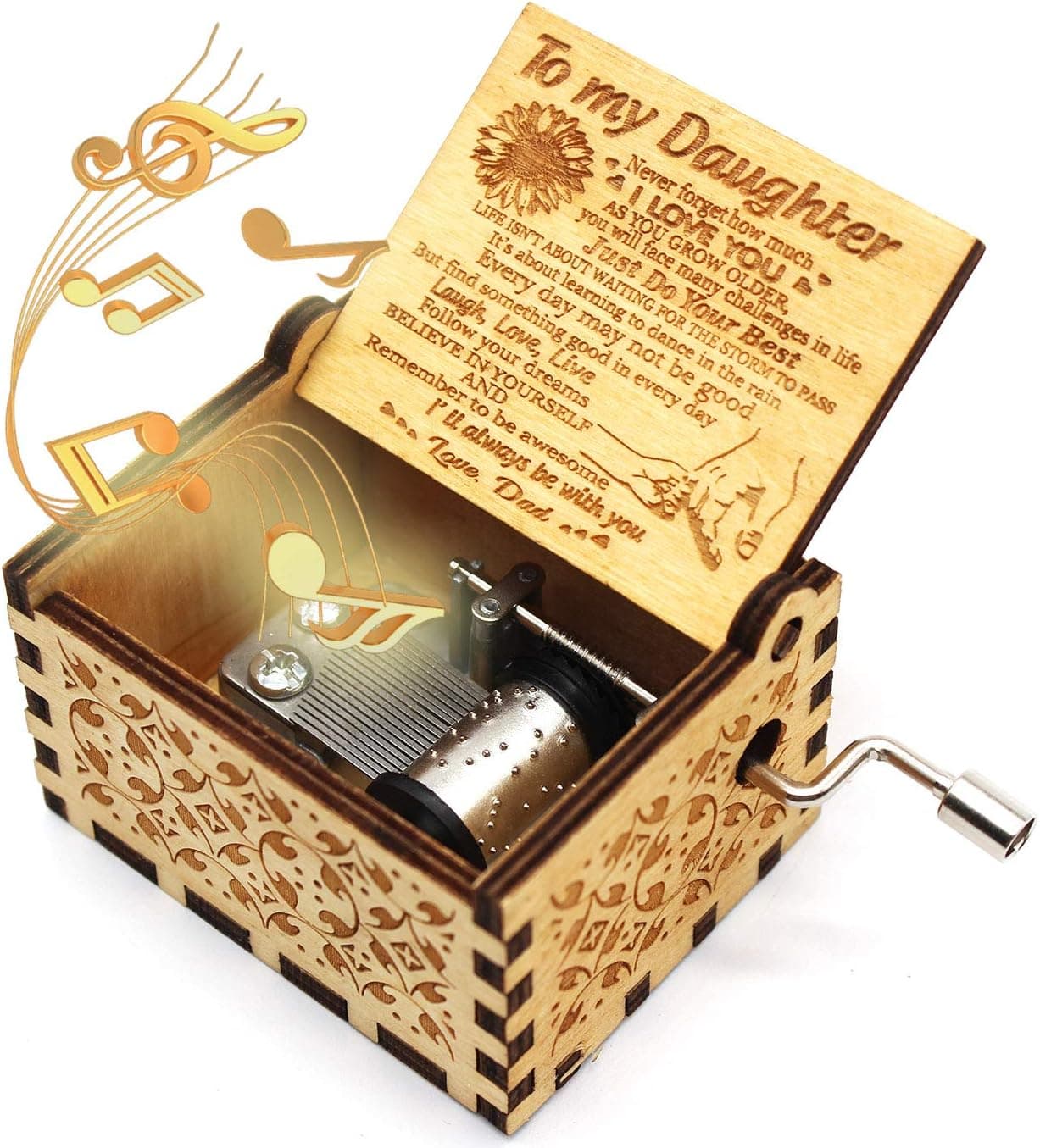 ukebobo Wooden Music Box- You are My Sunshine Music Box, from Dad to Daughter, Unique Music Gifts for Kids - 1 Set(TYH)