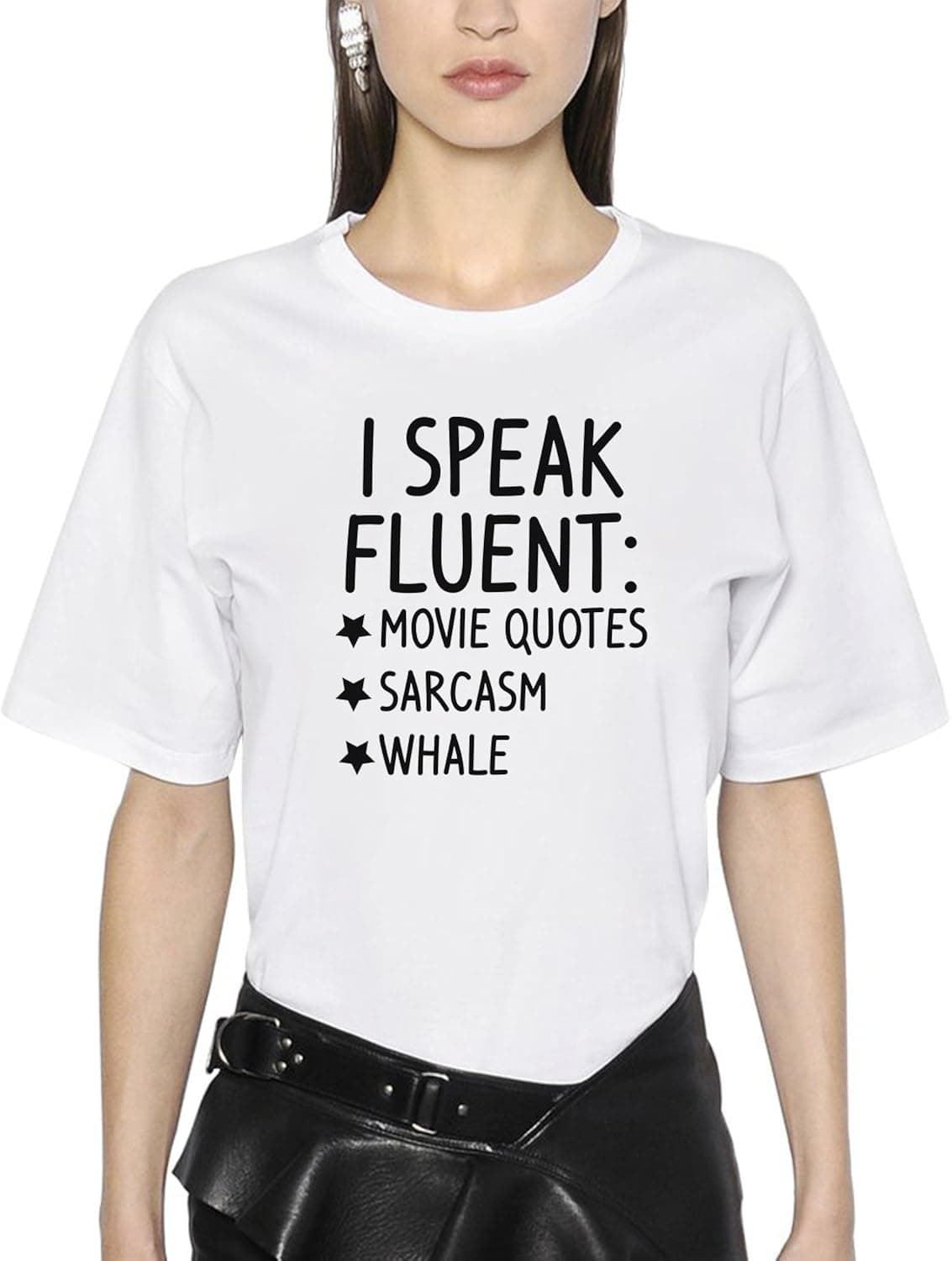 LumaShirts I Speak Fluent Movie Quotes Sarcasm Whale Unisex White Shirt T-Shirt