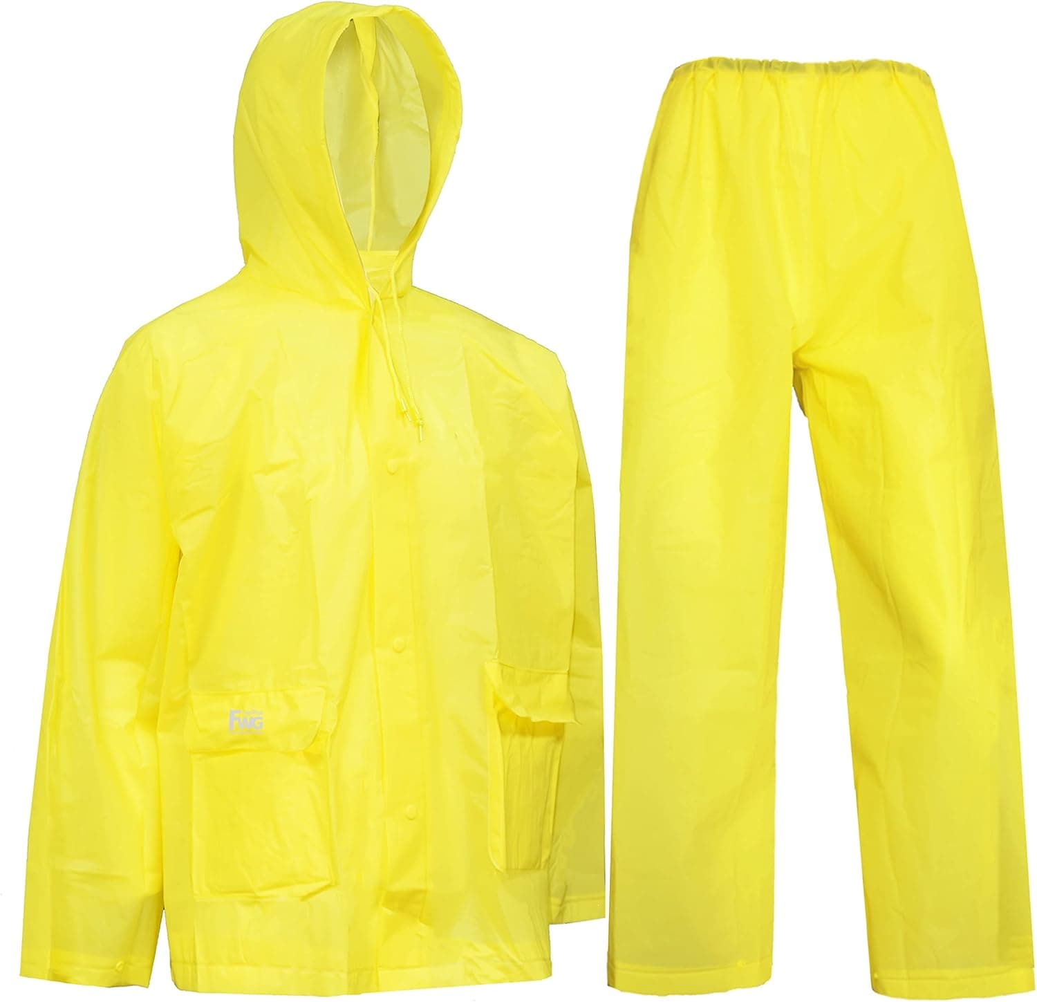 FWG Rain Coat for Women Men Waterproof Jacket with Pants 2Pcs Ultra-Lite Suits EVA Reusable Portable Packable