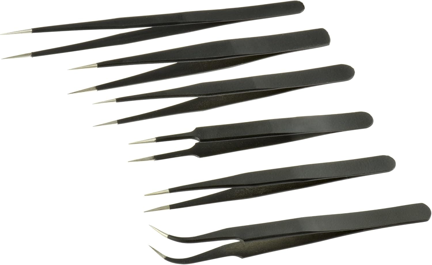 SE Non-Magnetic Tweezers Set with Wooden Storage Box (6 PC.) - TW-7WB