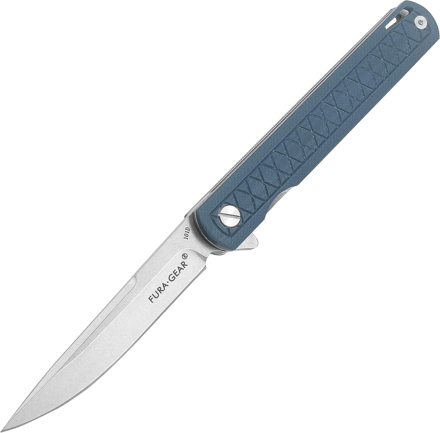 FURA•GEAR 101D Folding Knife - 3.50in D2 Steel Blade - G10 Handle with Clip - EDC Pocket Knife - Blue