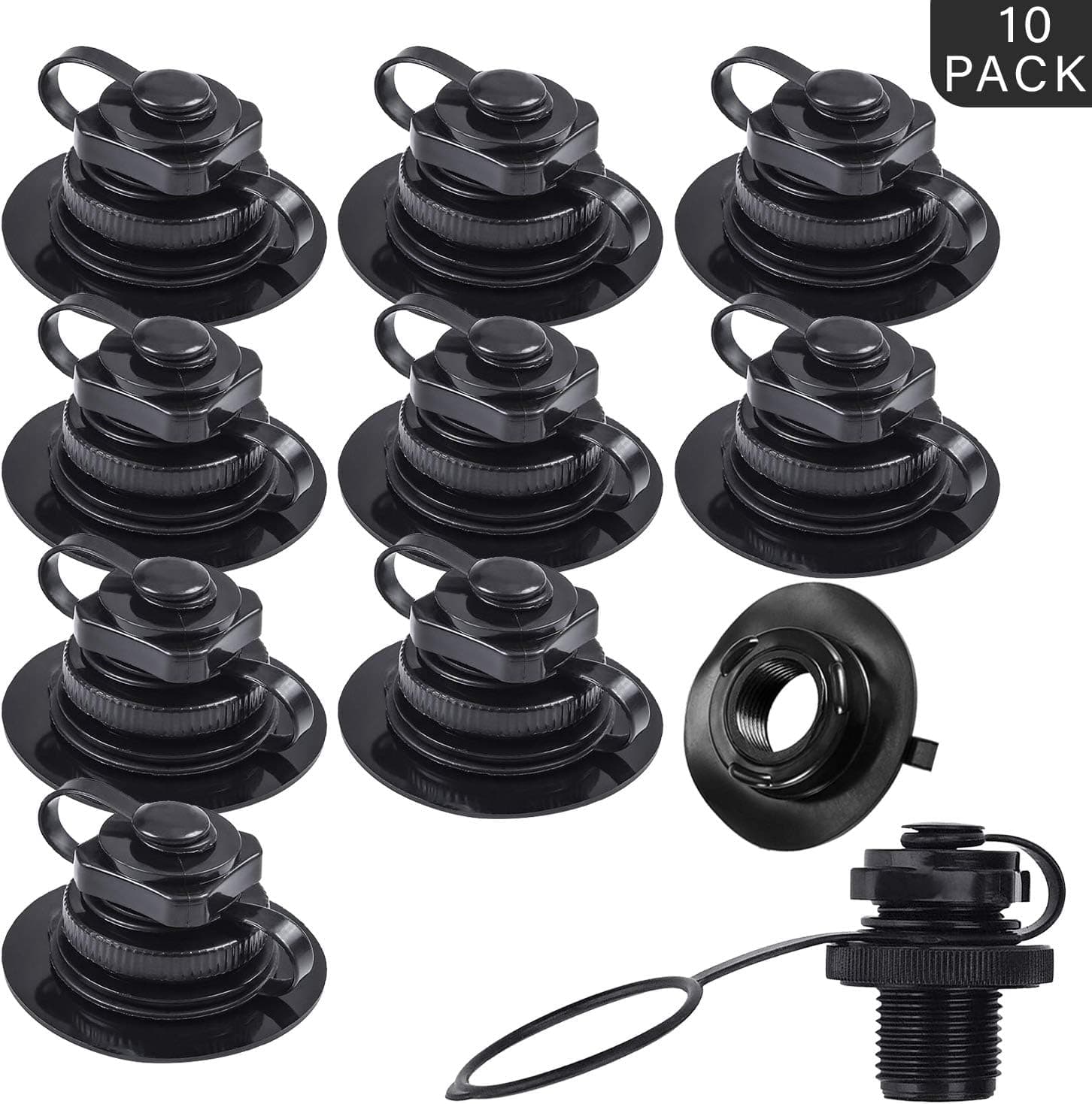trounistro 10 Pack Replacement Boston Valve Inflatable Universal Fit Air Valve with Spiral Cap for Inflatable